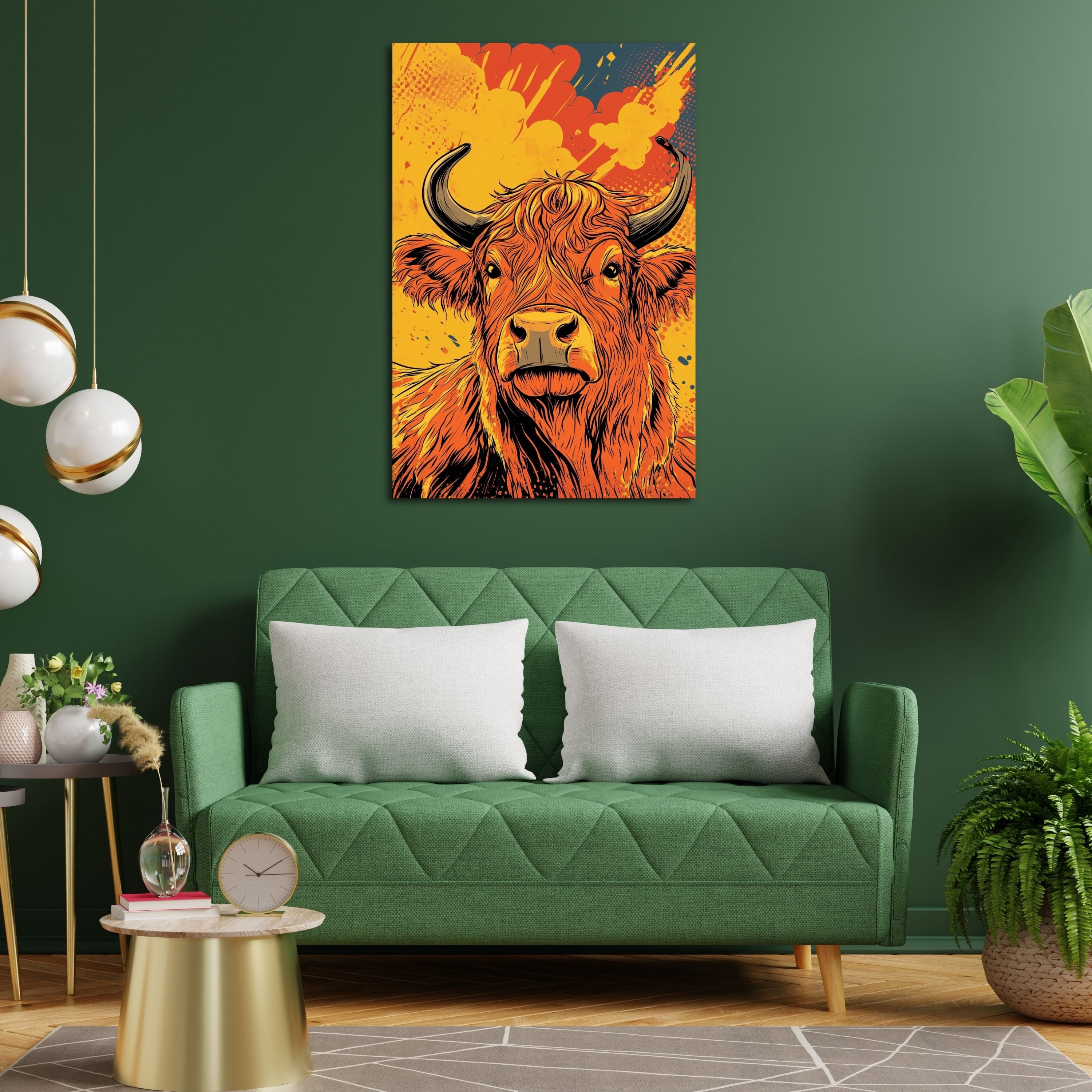 DARO Design Leinwandbild Modern Abstrakt Wandbilder XXL Wandbild Wand Deko Leinwand Bilder, (orangenes Rind - Bild groß Wohnzimmer Schlafzimmer Küche Esszimmer Einteilig Querformat Fotodruck Leinwände Wanddeko Abstrakte Kunst Boho), 30x20cm