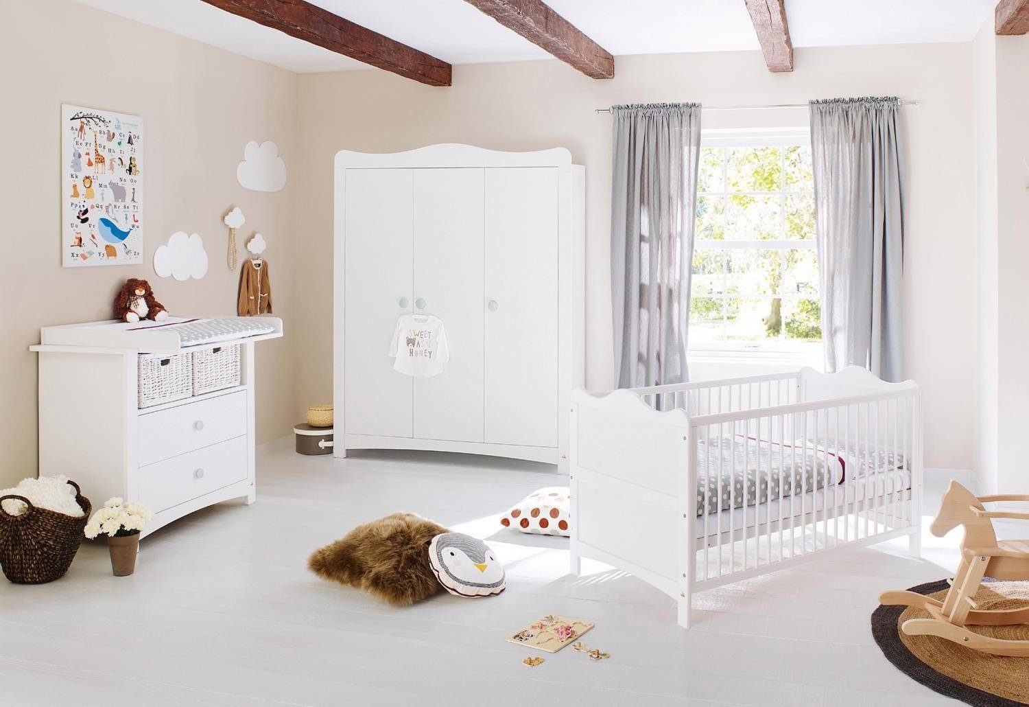 Pinolino® Babyzimmer-Komplettset »Florentina«, (Set, 3-St., Kinderbett,  Schrank, Wickelkommode), breit groß; mit