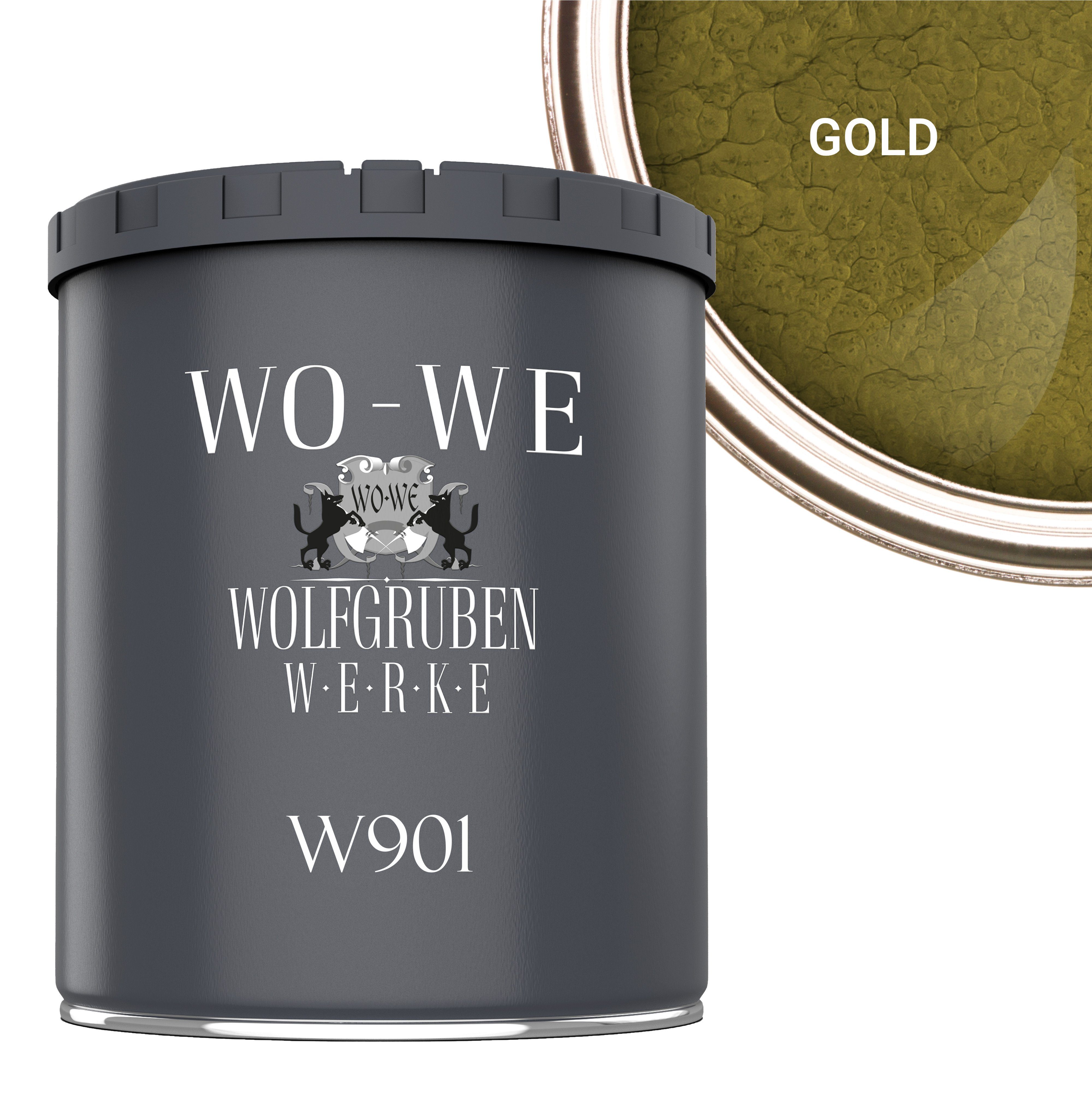 WO-WE Metallschutzlack Hammerschlaglack Hammerschlag Effektlack W901, 1-5L, Glänzend Gold