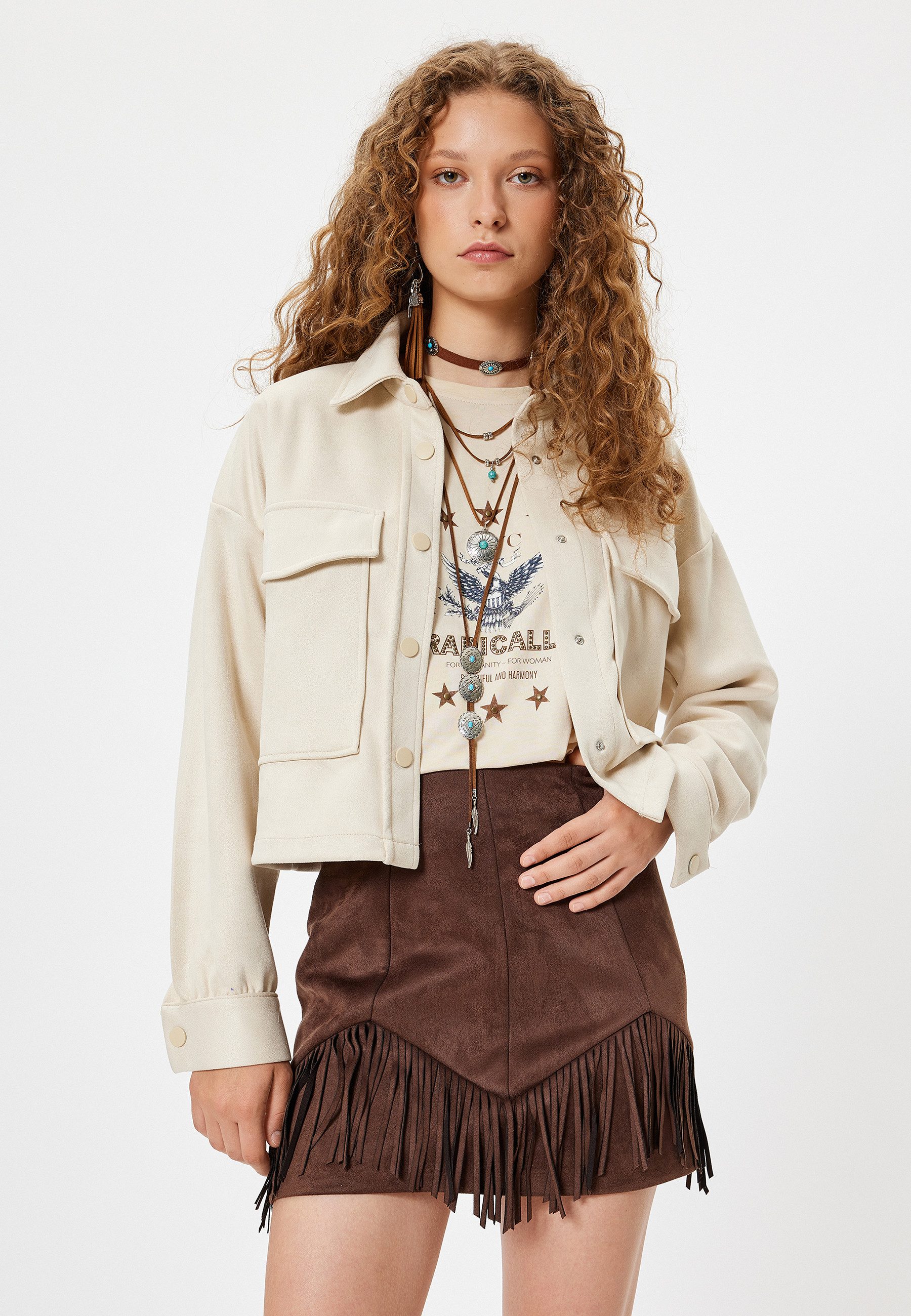 Koton Langarmshirt Jacket Kragen Langärmelig