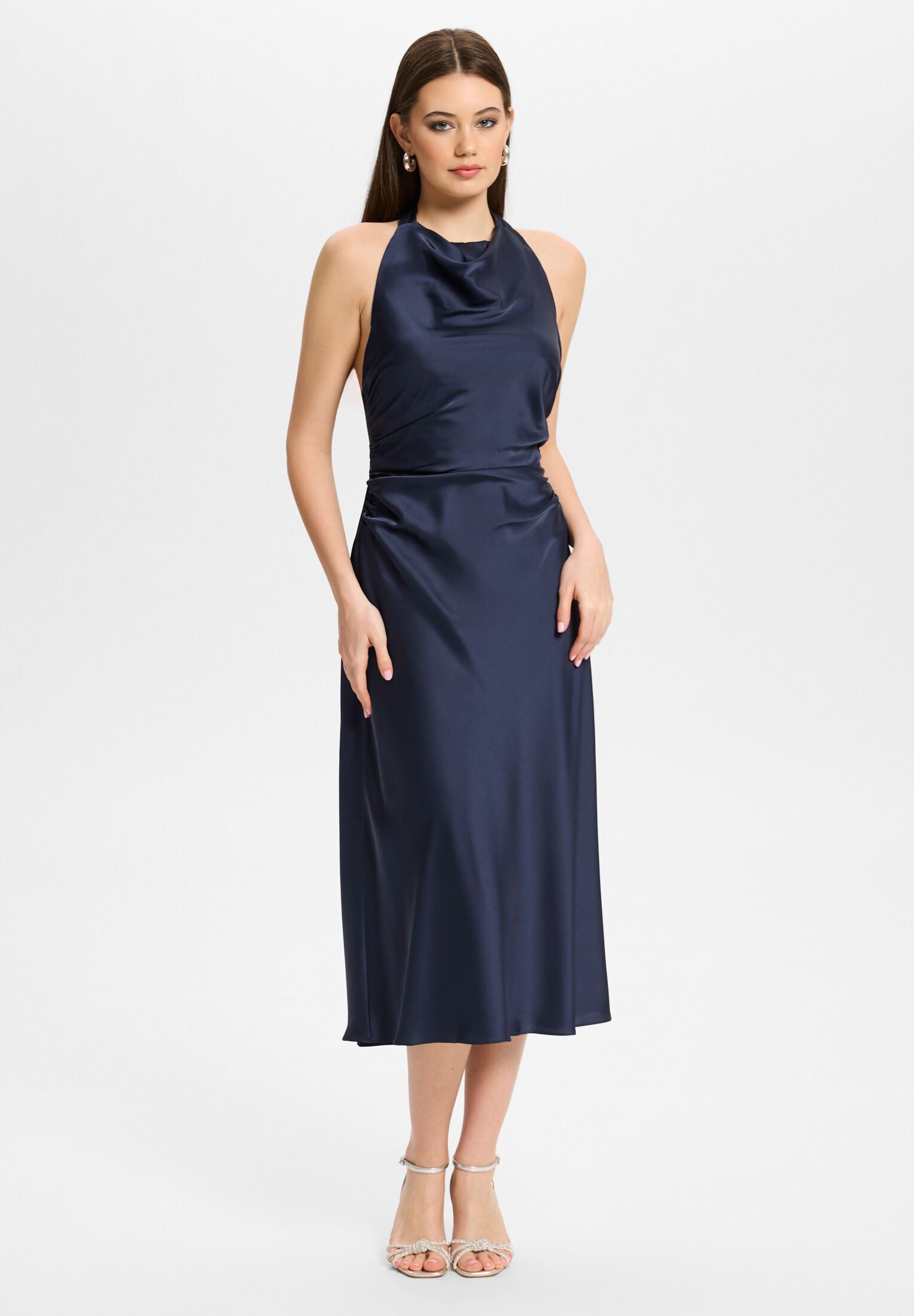 Hey Kyla Cocktailkleid - Midikleid aus Satin mit Rückenausschnitt Figurbetonte Passform