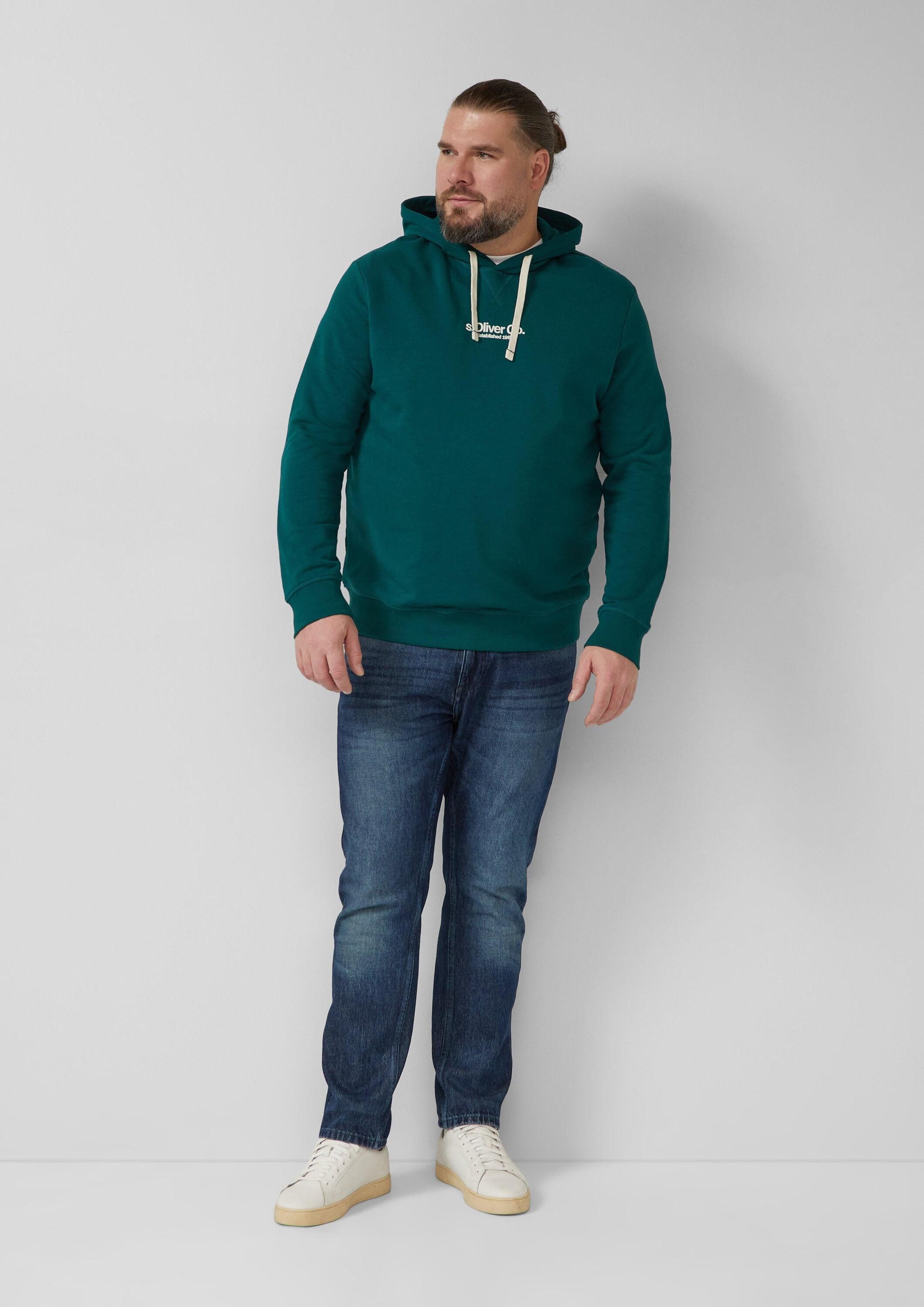 s.Oliver Sweatshirt Sweatshirt Kapuzenpullover aus Baumwollmix mit Logo-Print