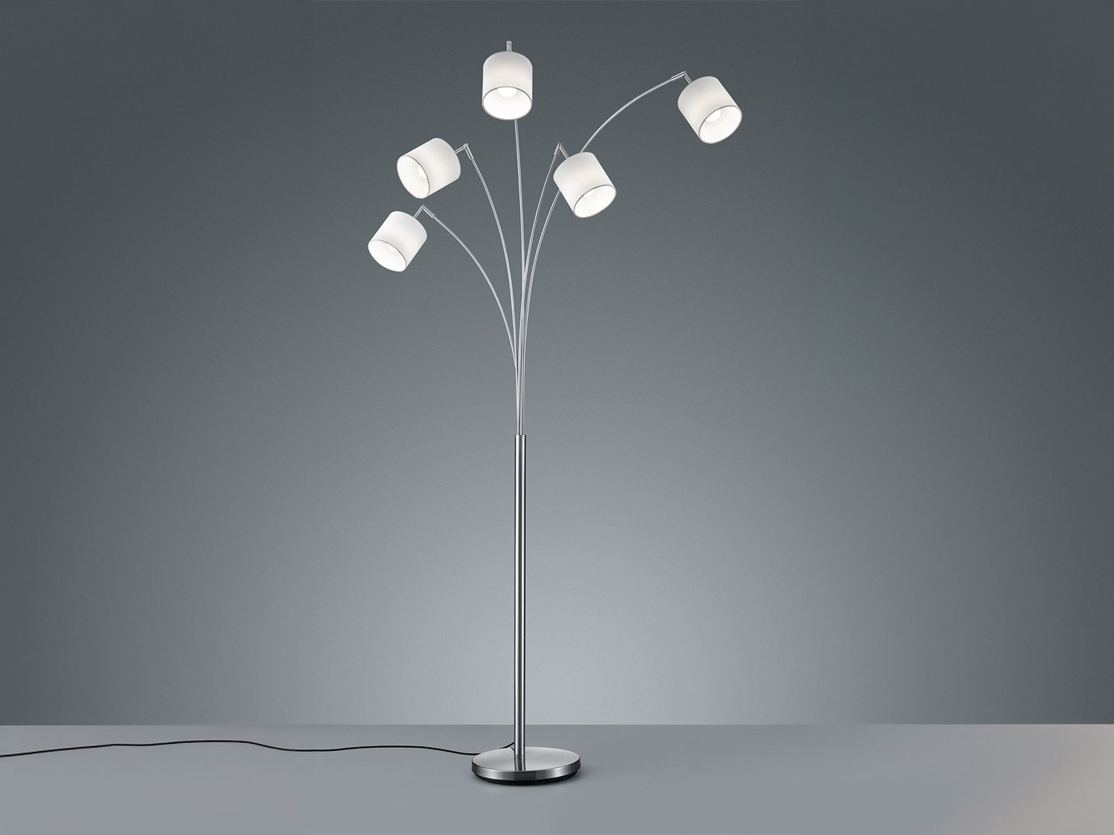 Reality Leuchten LED Stehlampe, Dimmfunktion, LED wechselbar, Warmweiß, Große ausgefallene Designer-lampen dimmbar Lampenschirme Stoff H 200cm