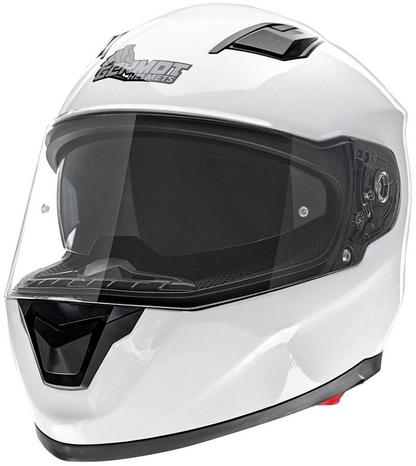 Germot Motorrad Helm GM 330 Integralhelm mit integriertem Sonnenvisier matt Blac