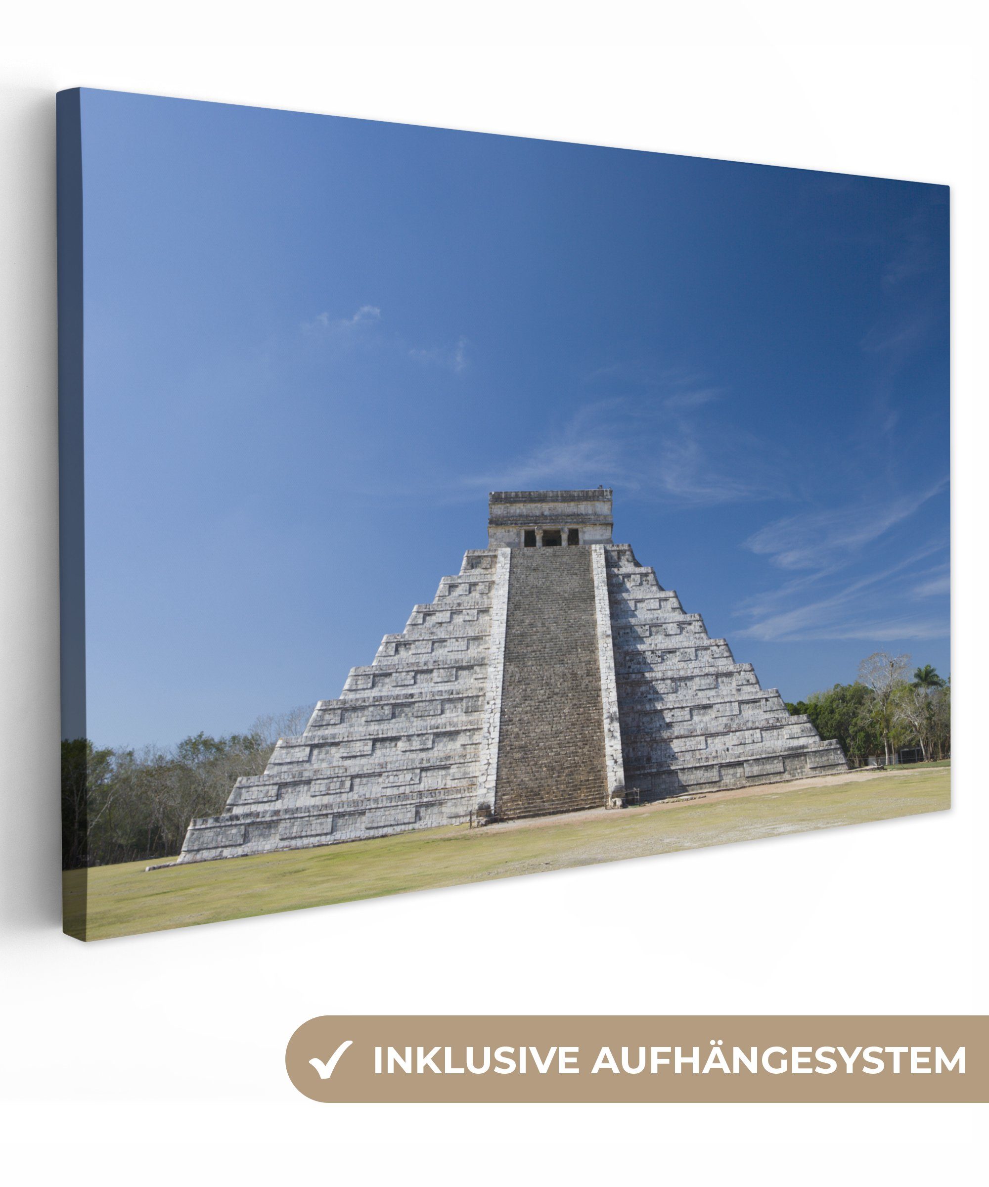 OneMillionCanvasses® Leinwandbild Eine Pyramide in Mexiko, (1 St), Wandbild Leinwandbilder, Aufhängefertig, Wanddeko, 30x20 cm