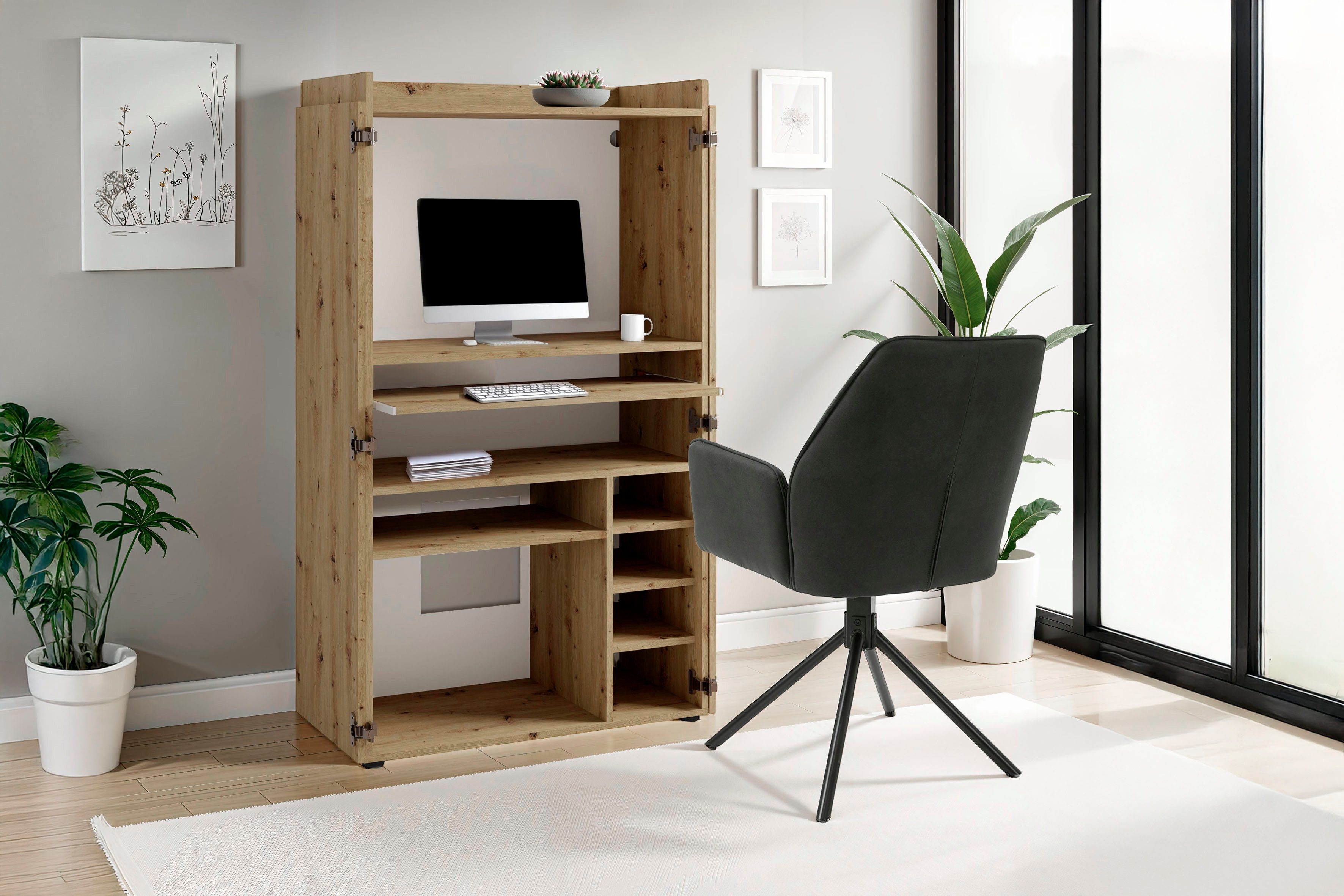 byLIVING Sekretär Janne, platzsparende Arbeitslösung für den Wohnraum mit v günstig online kaufen