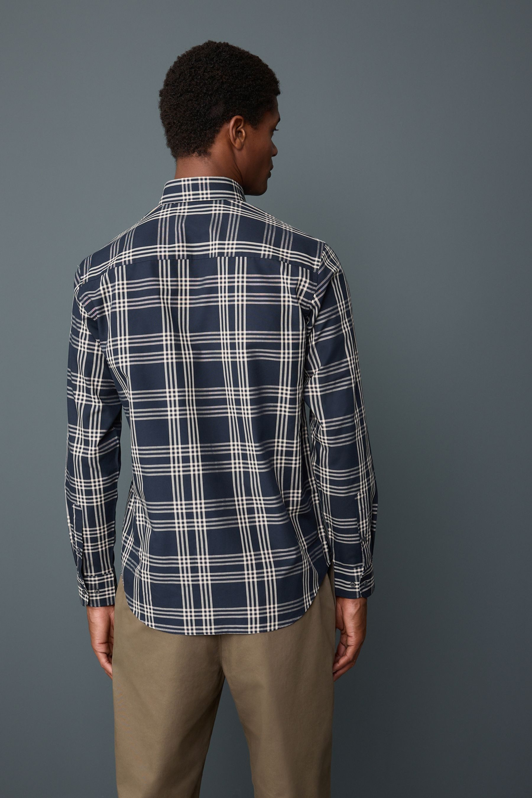 Next Langarmhemd Bügelfreies langärmeliges Oxfordhemd (1-tlg) günstig online kaufen