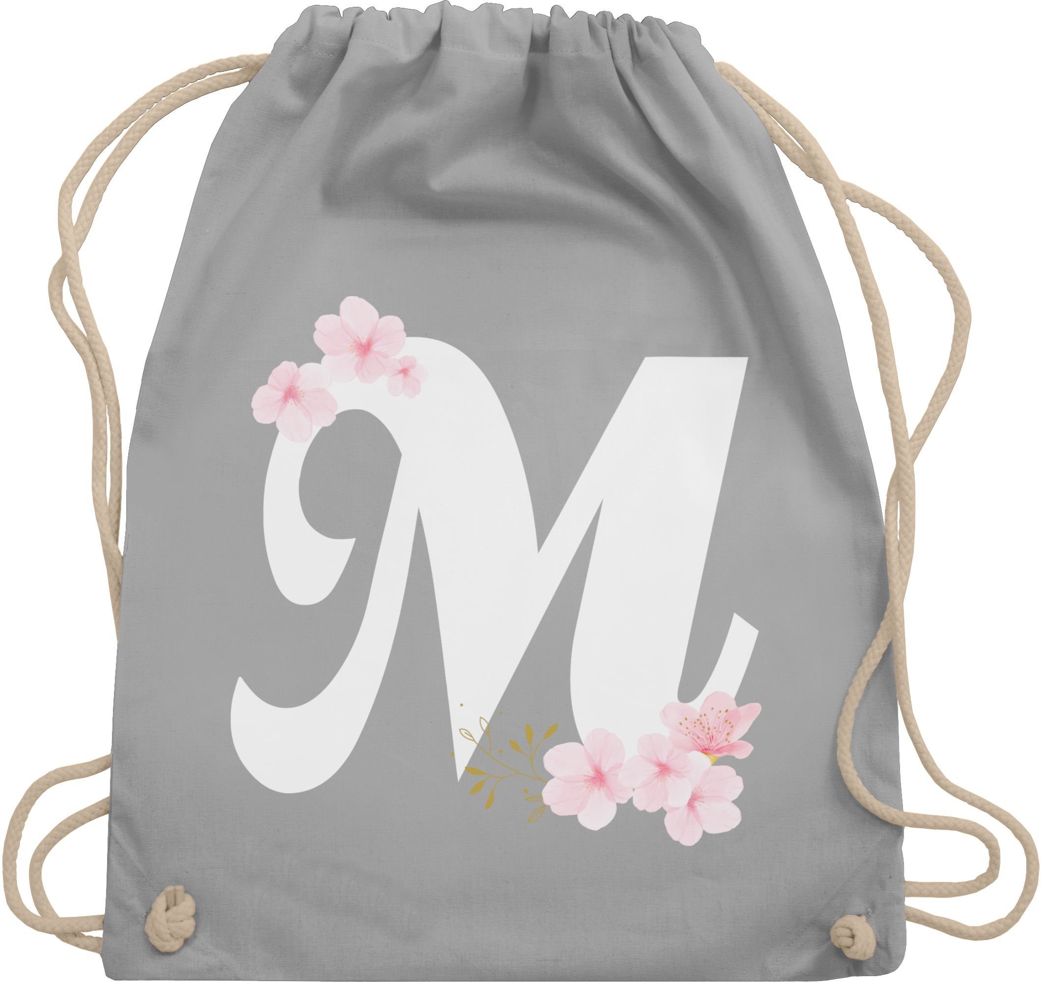 Shirtracer Turnbeutel Buchstabe M mit Kirschblüten, günstig online kaufen