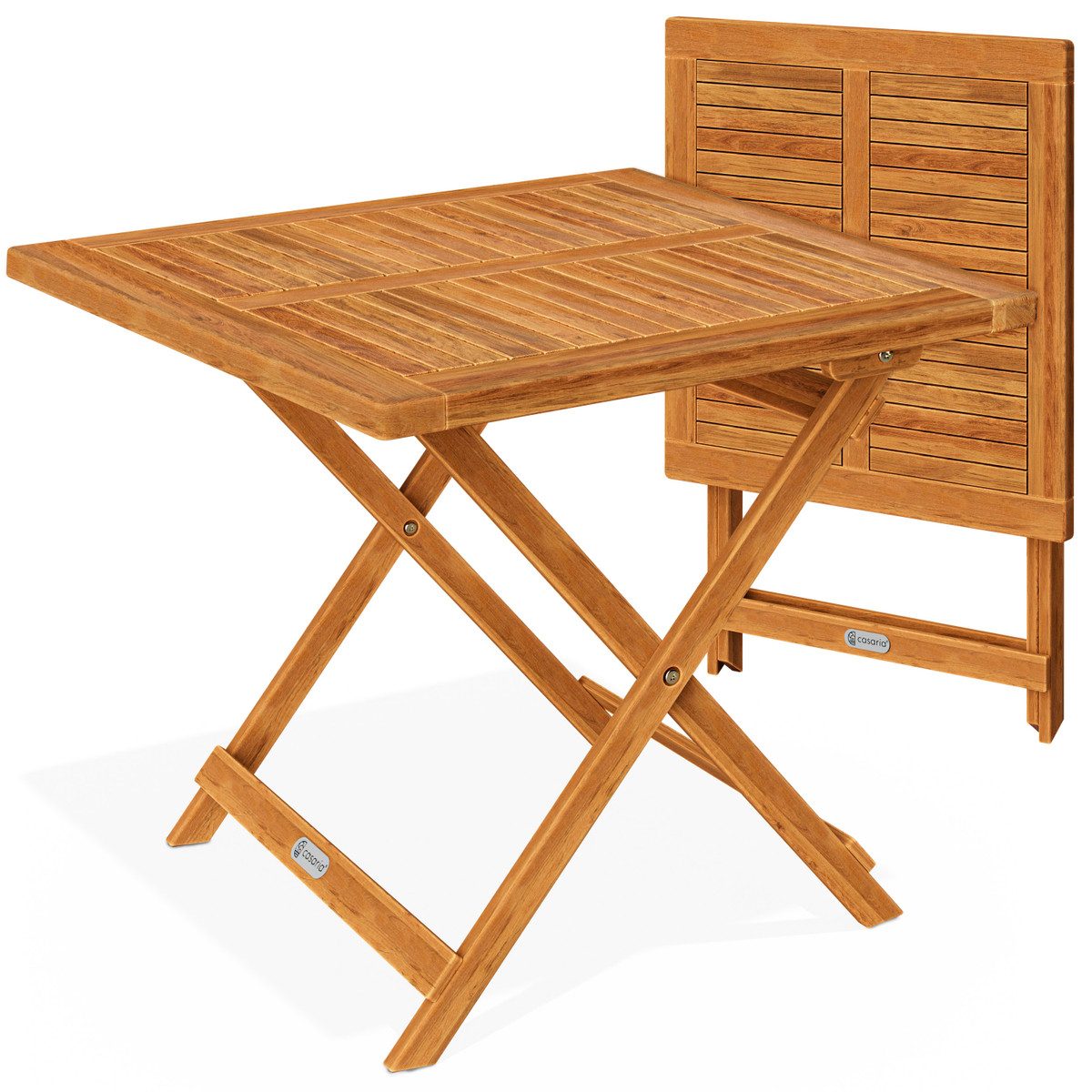 Casaria Klapptisch Akazie (1-St), Holz Vollmontiert Klappbar 80kg Belastbar 46x46cm wetterfest Balkon