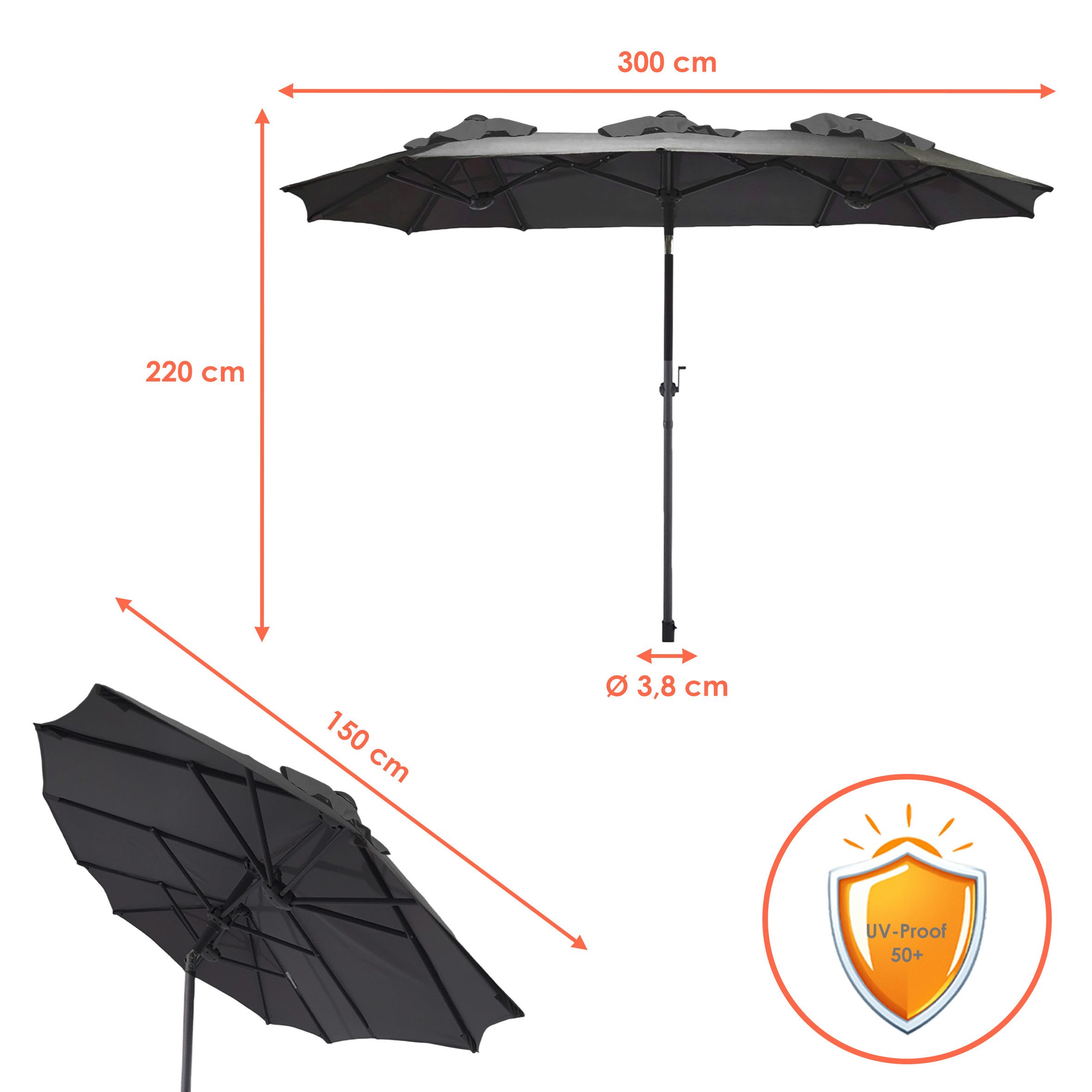 Spetebo Sonnenschirm Doppel Sonnenschirm 300 x günstig online kaufen