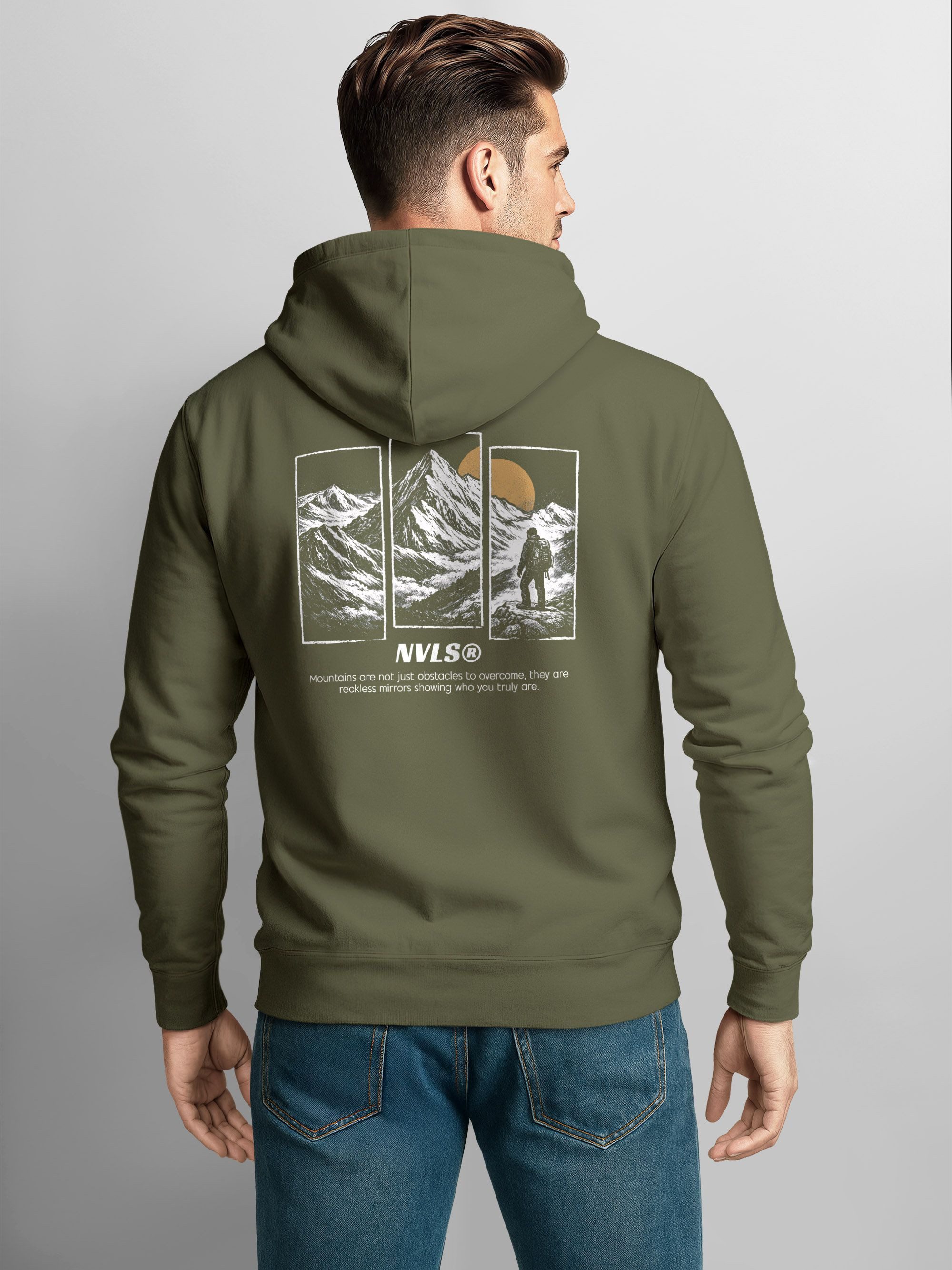 Neverless Hoodie Herren Hoodie Backprint Wandern Himalaya Rückenaufdruck Mo günstig online kaufen