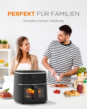 Tomons Heißluftfritteuse 6L Airfryer, Digitales Touchscreen, Sichtfenster, Antihaftkorb, 1500,00 W, spülmaschinengeeignet