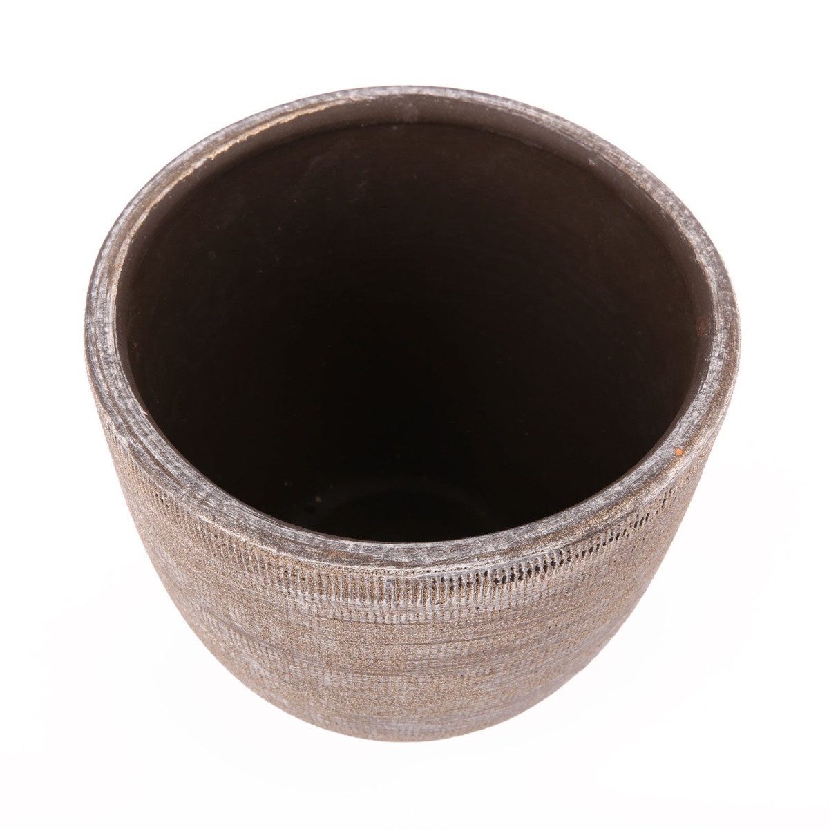 INNA-Glas Blumentopf Keramik Pflanztopf KAMUNI, längsstreifen, grau-grün, 17 cm, Ø 19 cm