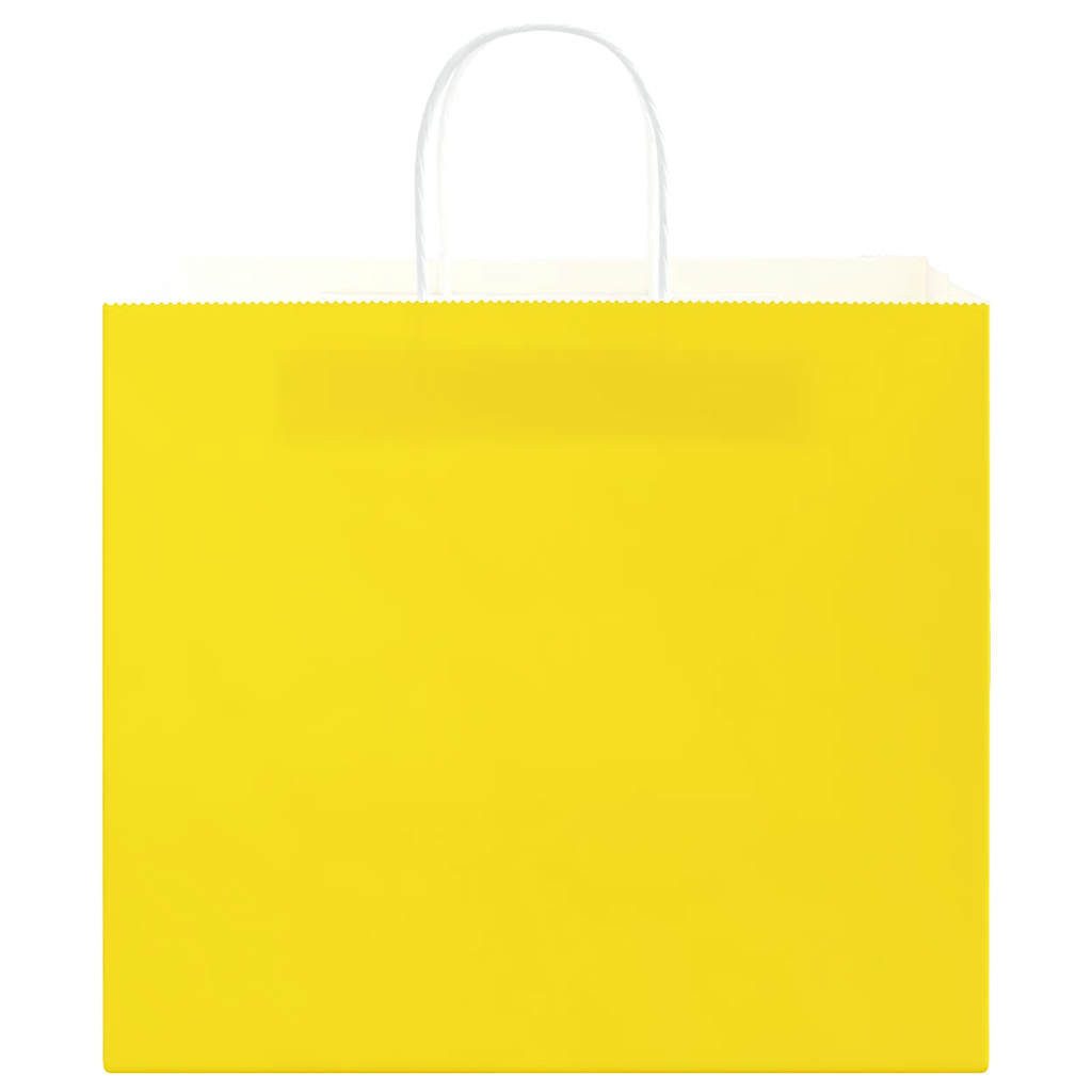 vidaXL Tragetasche, Papiertragetaschen 50 Stk. mit Henkeln Gelb 32x22x28 cm