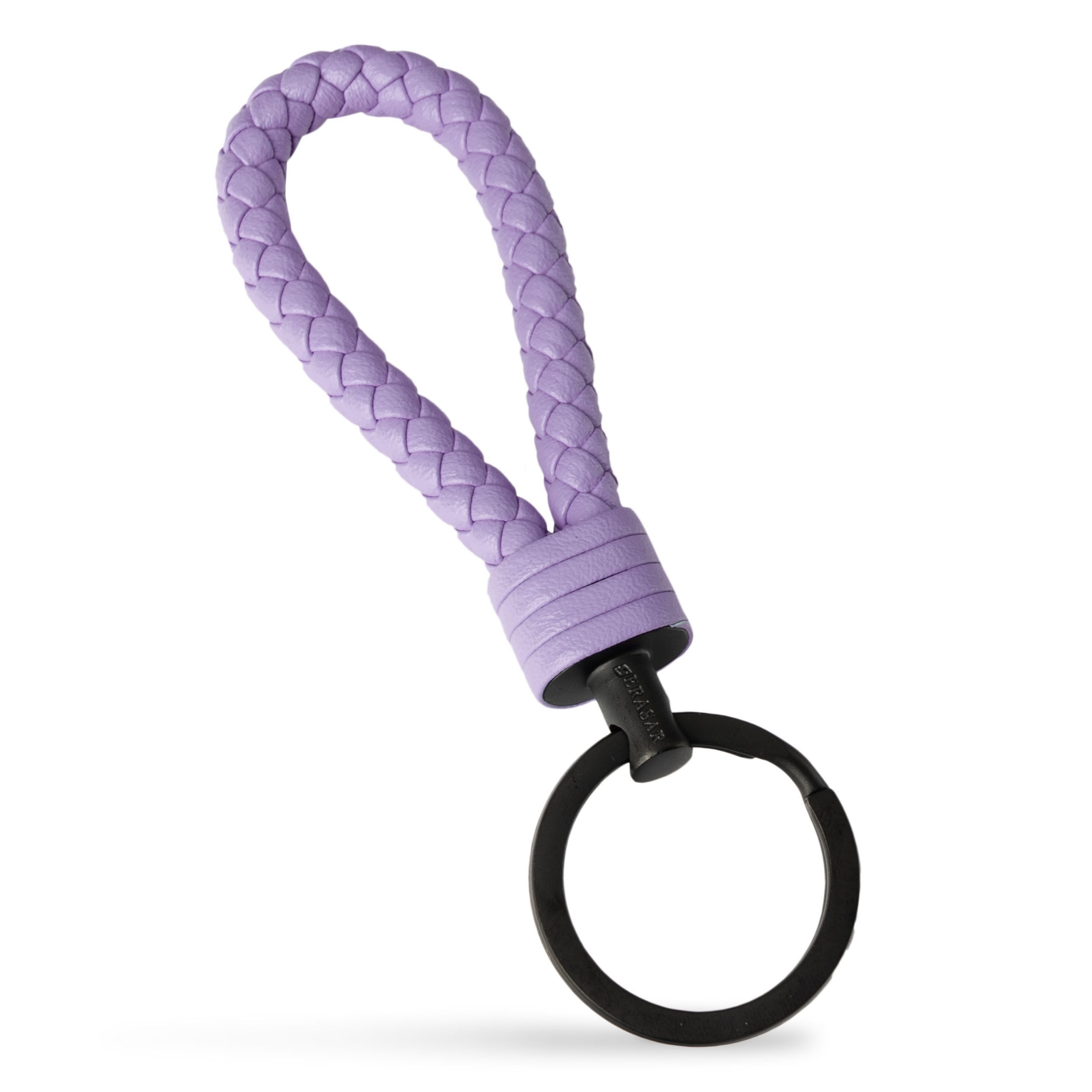 [Auf Bestellung gefertigte Produkte] SERASAR Schlüsselanhänger Leder Schlüsselanhänger Lila "Strong" für Schlüssel kleine (1-tlg), Zusatzringe