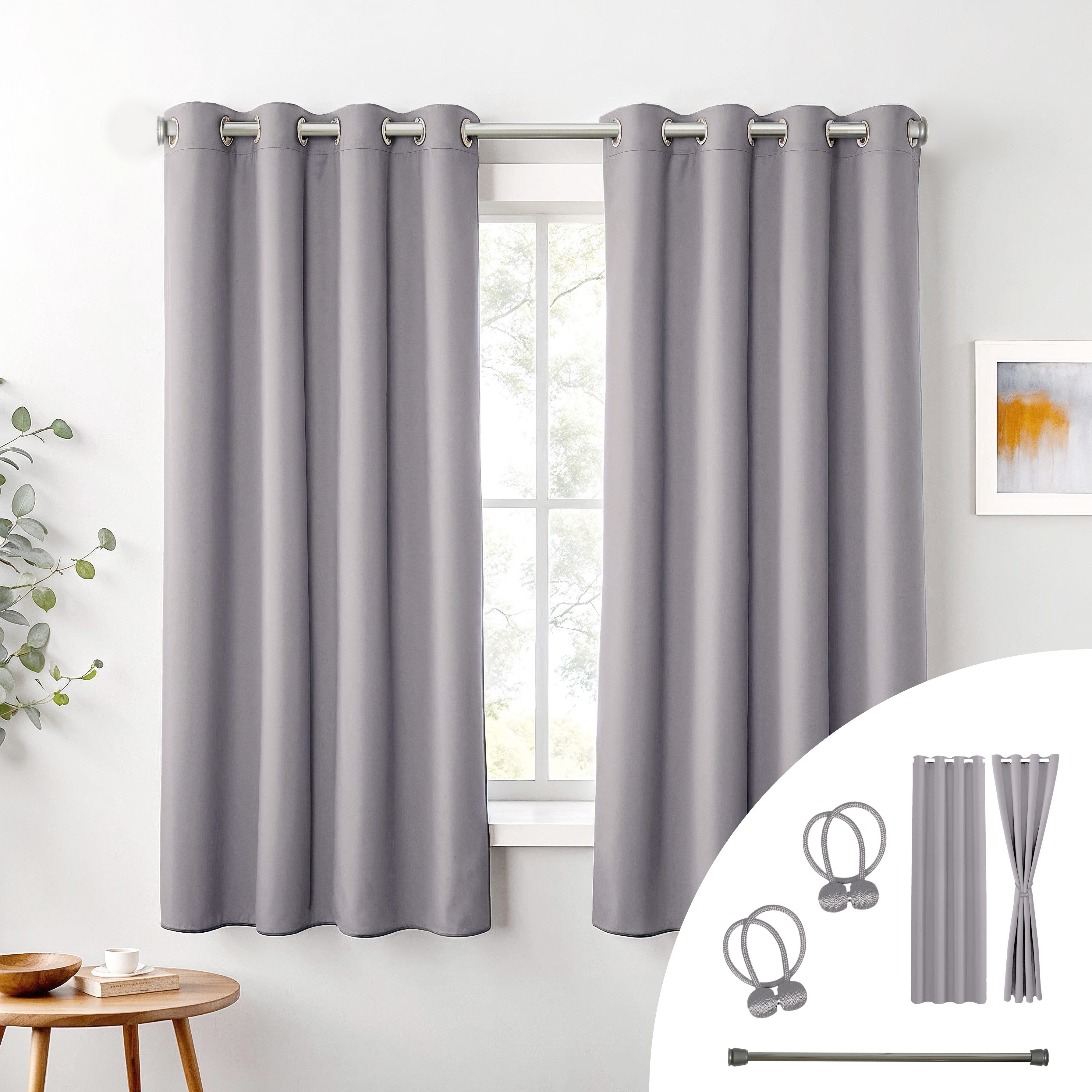 Cozyor Verdunkelungsvorhang 2er-Set inkl. 2 Magnethalter, thermoisolierend, Gardinen blickdicht (2 St), Ösen, verdunkelnd, Mikrofaser Polyester