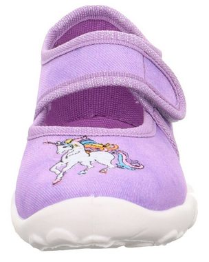 Superfit BONNY WMS: Mittel Hausschuh Ballerina, Klettschuh, Kindergarten Schuh mit Einhorn-Stickerei