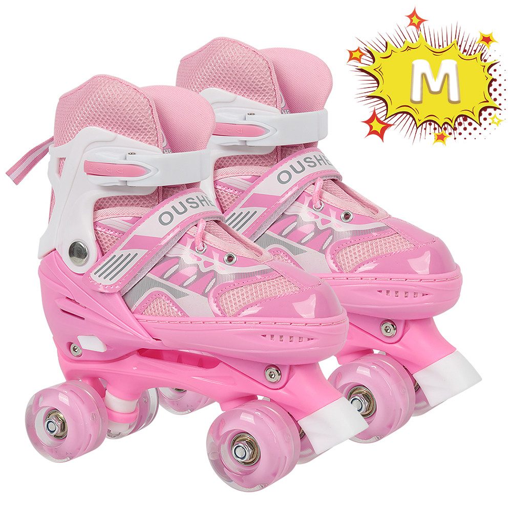 JEOBEST Rollschuhe Verstellbare Rollschuhe für Kinder, Atmungsaktiv Quad Skates, Für Mädchen und Jungen, Weihnachts Geschenke, Größen 27-37