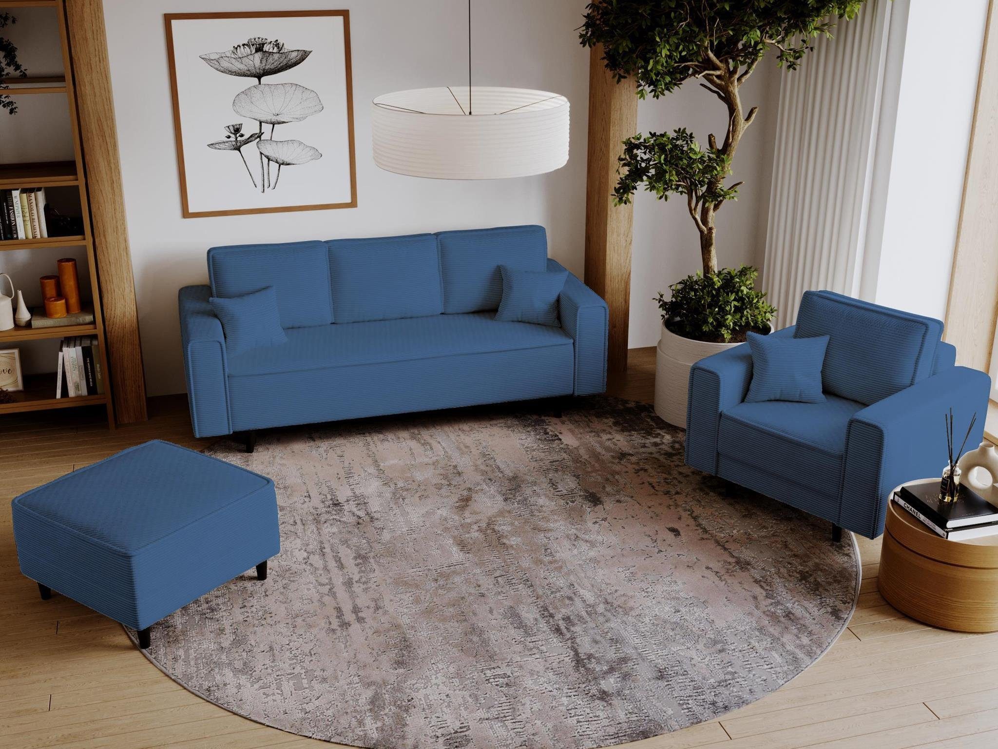 Beautysofa Polstergarnitur Monte, (Polsterset aus Cord-Bezug, günstig online kaufen