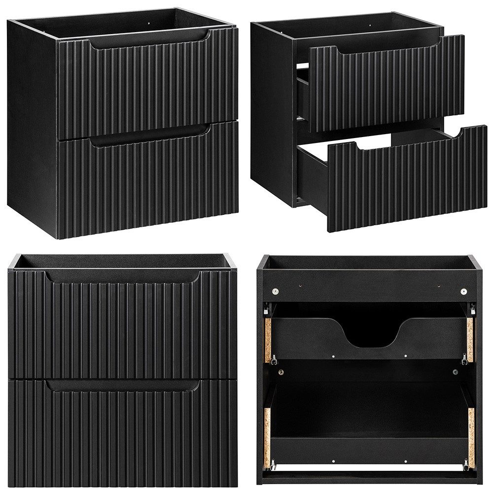 Lomadox Waschbeckenschrank NEWPORT-56-BLACK 60 cm Waschtisch-Unterschrank 4 günstig online kaufen