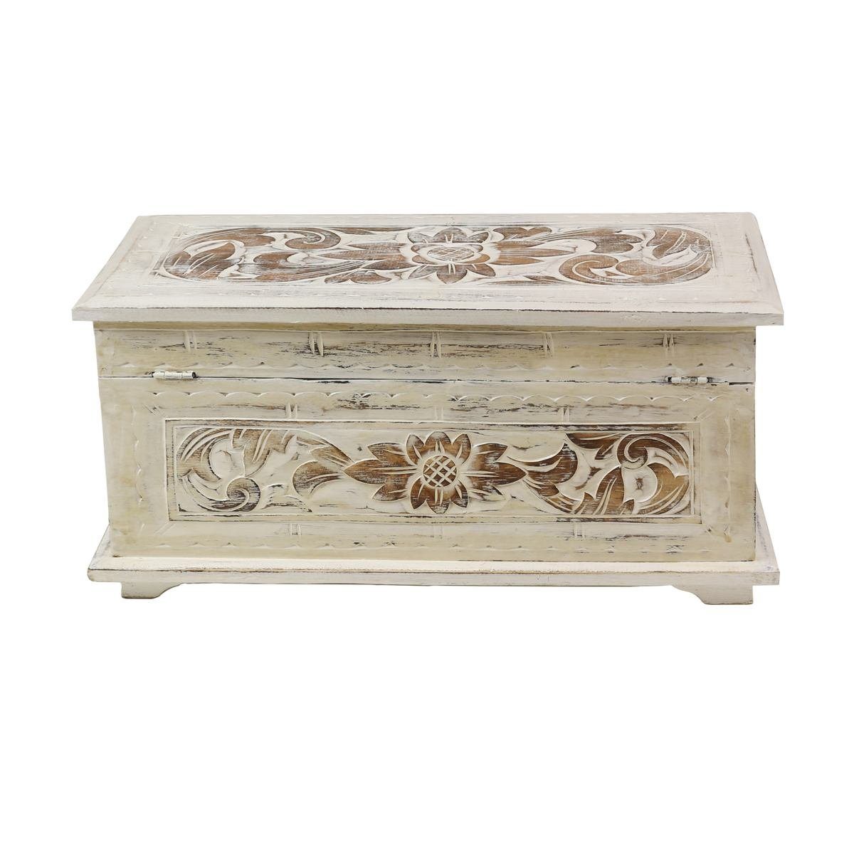 Oriental Galerie Truhe Weiße Truhe Blumen Groß 60 cm Design 2