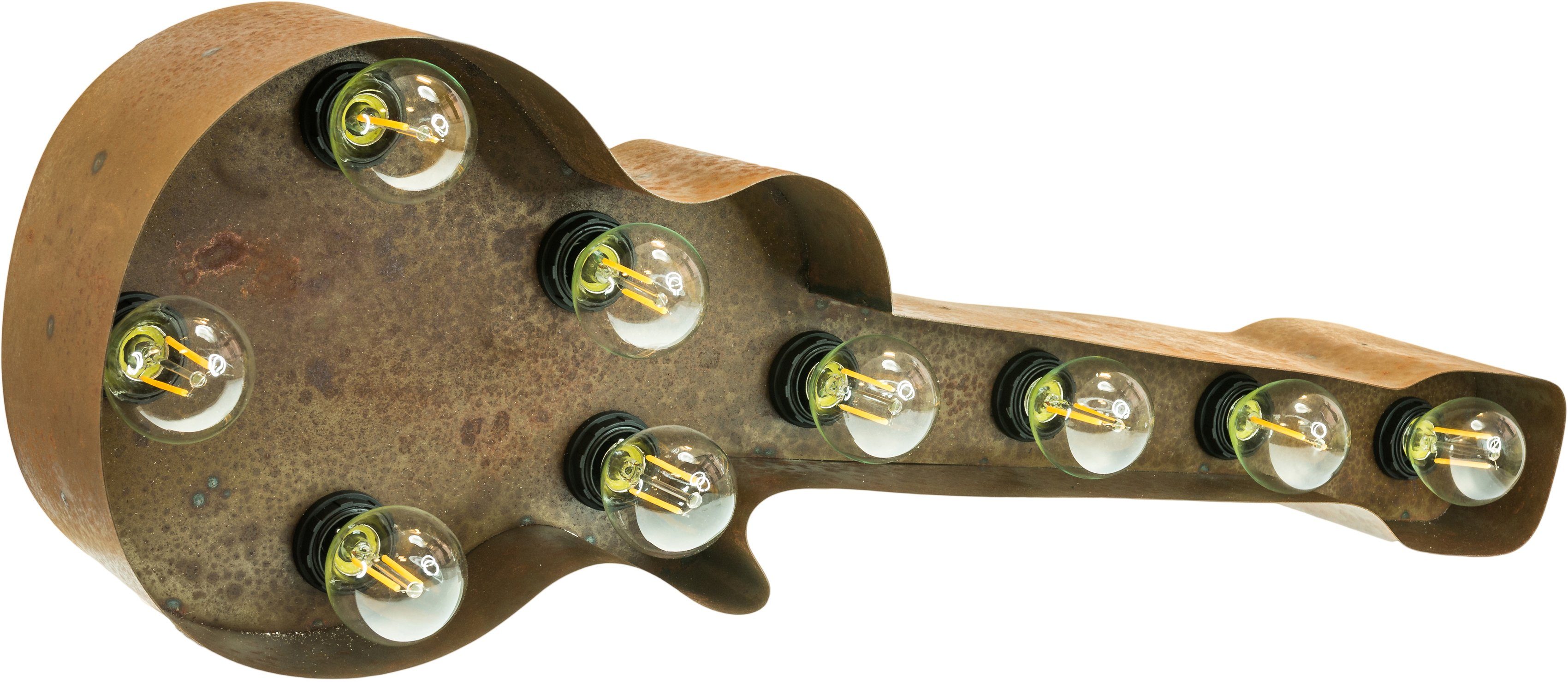 Lichtquellen E14 61x38cm Old ohne Leuchtmittel, LIGHTS - Tischlampe (exkl) Wandlampe, Warmweiß, Old Dekolicht LED 9 braun Guitar Guitar, MARQUEE