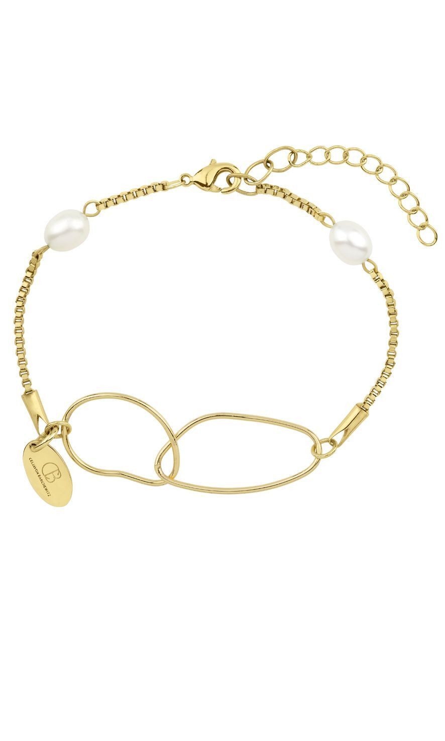 Perlenarmband "CHARU" Damen Armband Venezianerkette mit 2 ovalen Süßwassezuchtperlen