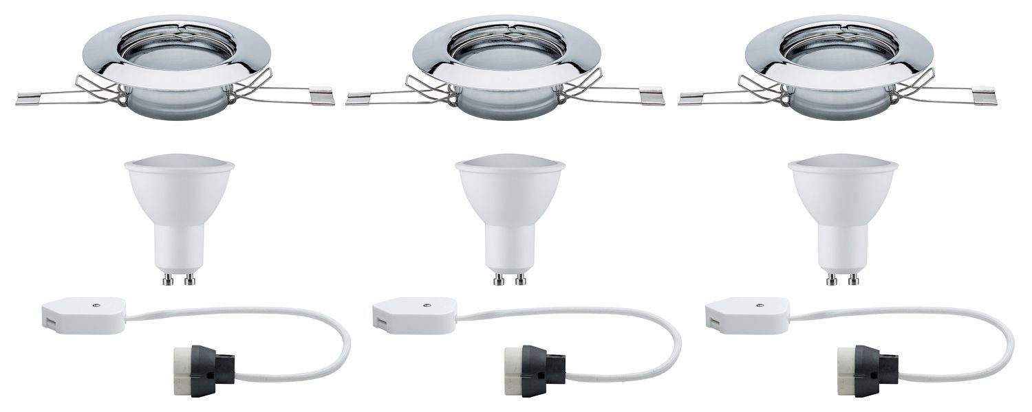 Paulmann Einbauleuchte Paulmann Einbauleuchten Set rund starr LED 3x4,5W 230V Chrom/Metall, Paulmann Einbauleuchten Set rund starr LED 3x4,5W 230V Chrom/Metall