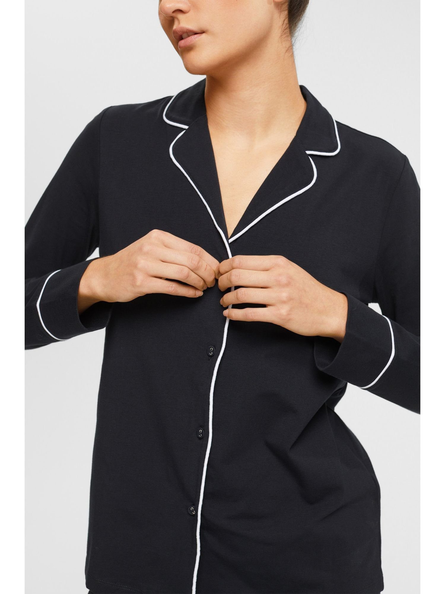 Esprit Pyjama Langer Jersey-Pyjama BLACK