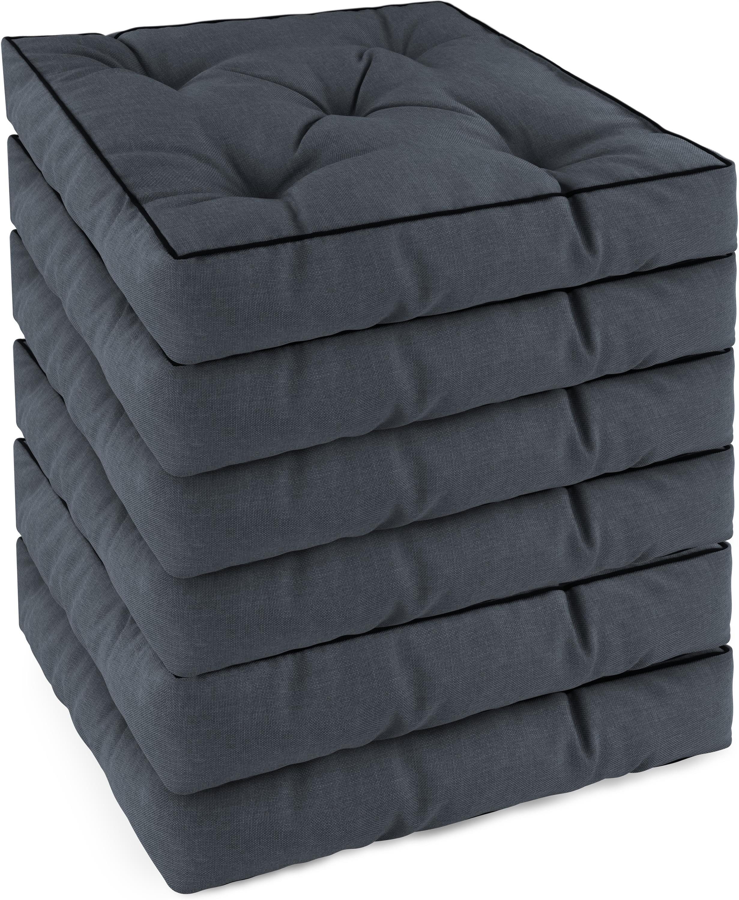 Aspero Sitzauflage 6 Stuhlkissen 45x45 cm Murcia, Gepolsterte Outdoor Auflage mit Steppung