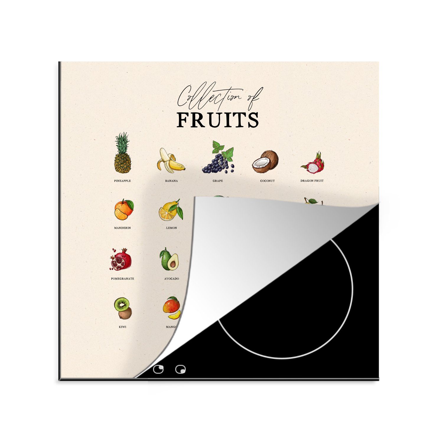 MuchoWow Herdblende-/Abdeckplatte Obst - Lebensmittel - Küche, Vinyl, (1 tlg), 78x78 cm, Ceranfeldabdeckung, Arbeitsplatte für küche