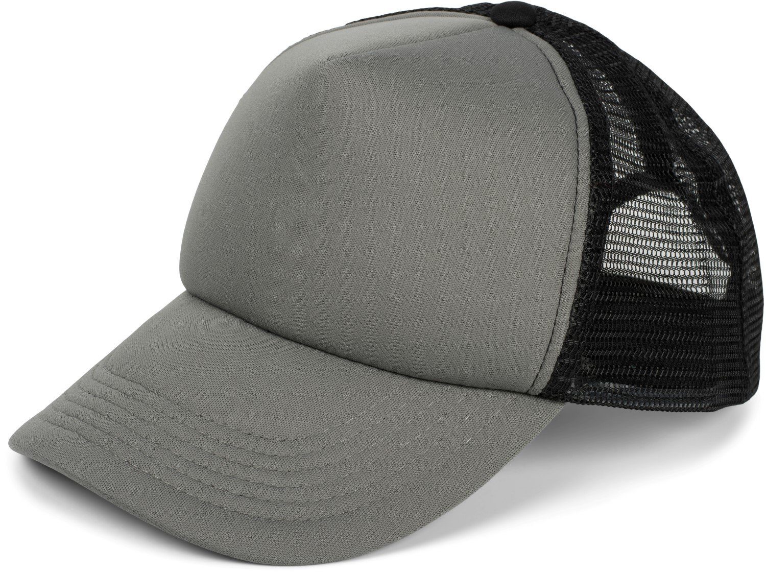 styleBREAKER Trucker Cap (1-St) 5-Panel Mesh Cap Grau-Schwarz