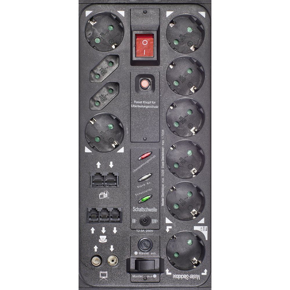 Renkforce Renkforce 1015A-CMB-SXMS Master/Slave-Steckdosenleiste 10fach Schwarz, Steckdosenleiste (Kabellänge 1.50 m)