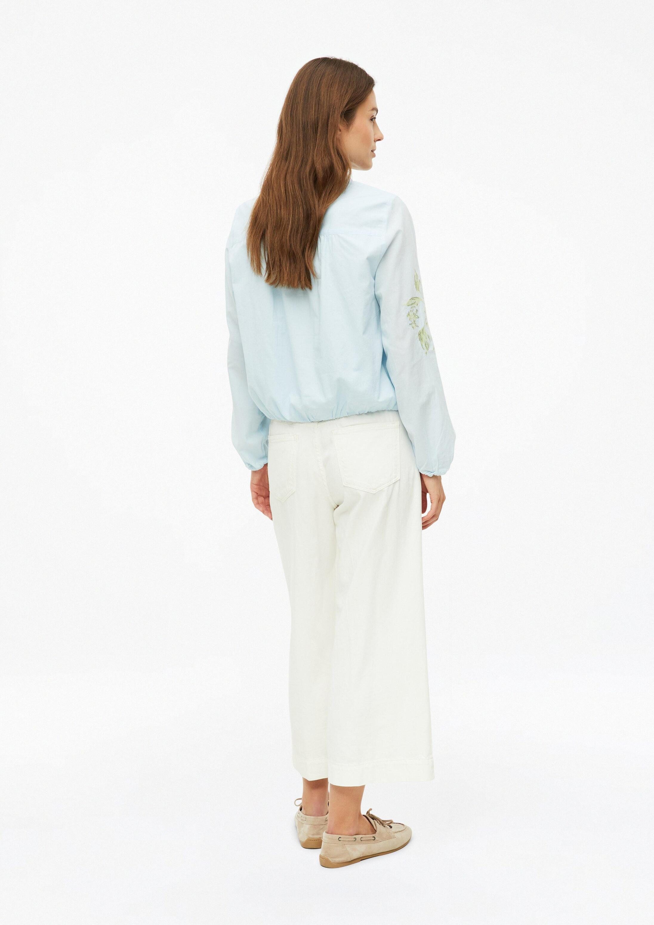 s.Oliver Langarmbluse Bluse Baumwollbluse im O-Shape mit Stickerei