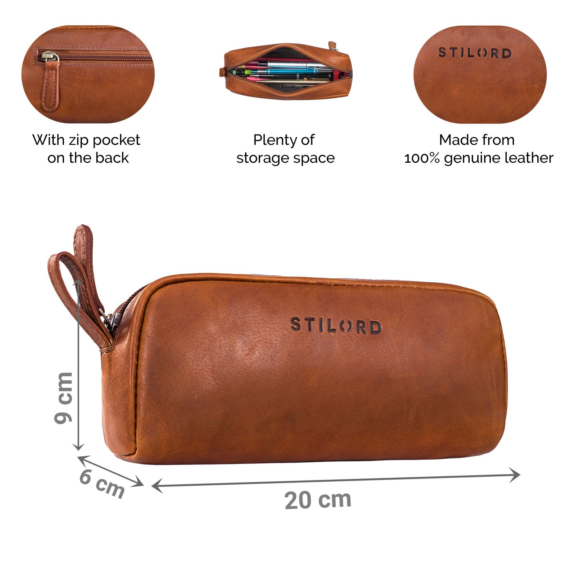 STILORD Etui "Dale" Großes Leder Federmäppchen im Vintage Stil für Schule,Uni, Büro
