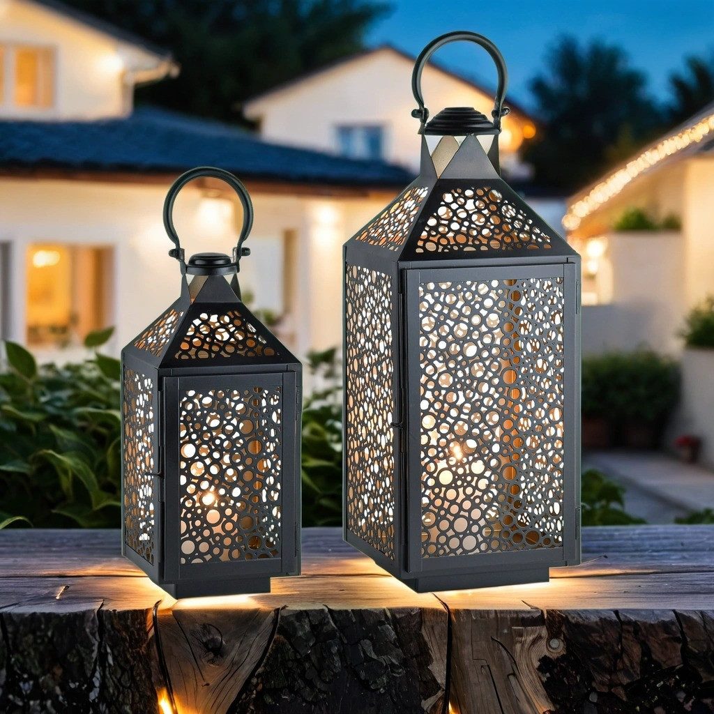 Marrakesch Orient & Mediterran Interior Teelichthalter 2er Set Skandinavische Deko Laterne Windlicht Kerzenhalter Flavio (2 St), Handarbeit