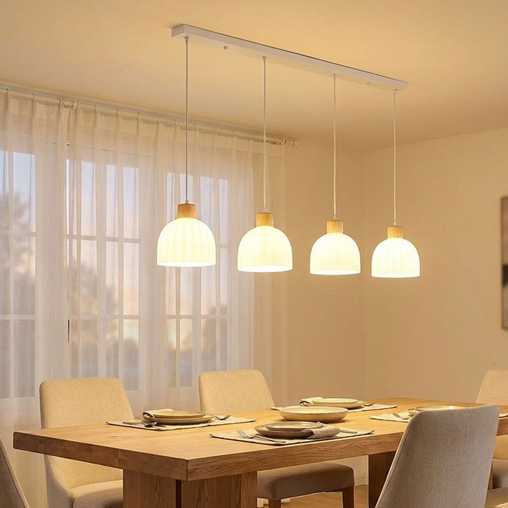 GLOBO LIGHTING Pendelleuchte, Leuchtmittel inklusive, Warmweiß, LED Pendelleuchte Metall Glas weiß matt Höhenverstellbar H 120 cm