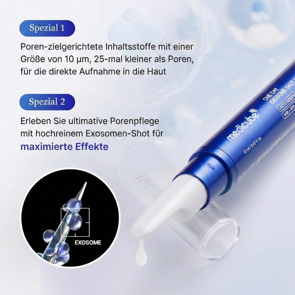 Medicube Gesichtsserum One Day Exosome Shot Pore Ampoule 25.000 – Porenpflege Serum mit AHA BHA PHA & Spicula-Technologie – Tiefenwirksame, Hautverfeinerung – Korean Skincare – 13ml