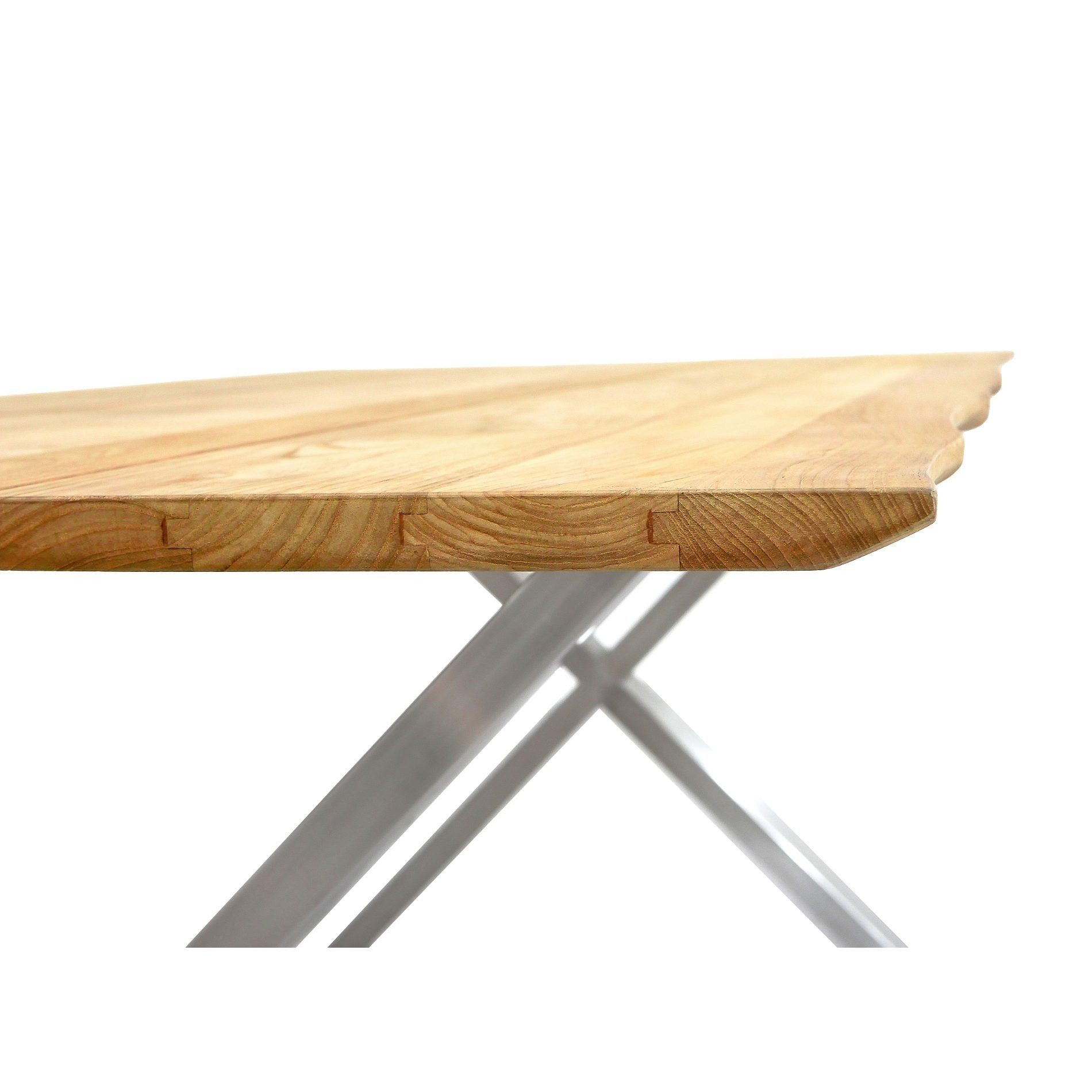 CASA DOMA Gartentisch Falerna, Edelstahl/Teak, rechteckig, 210x100 cm