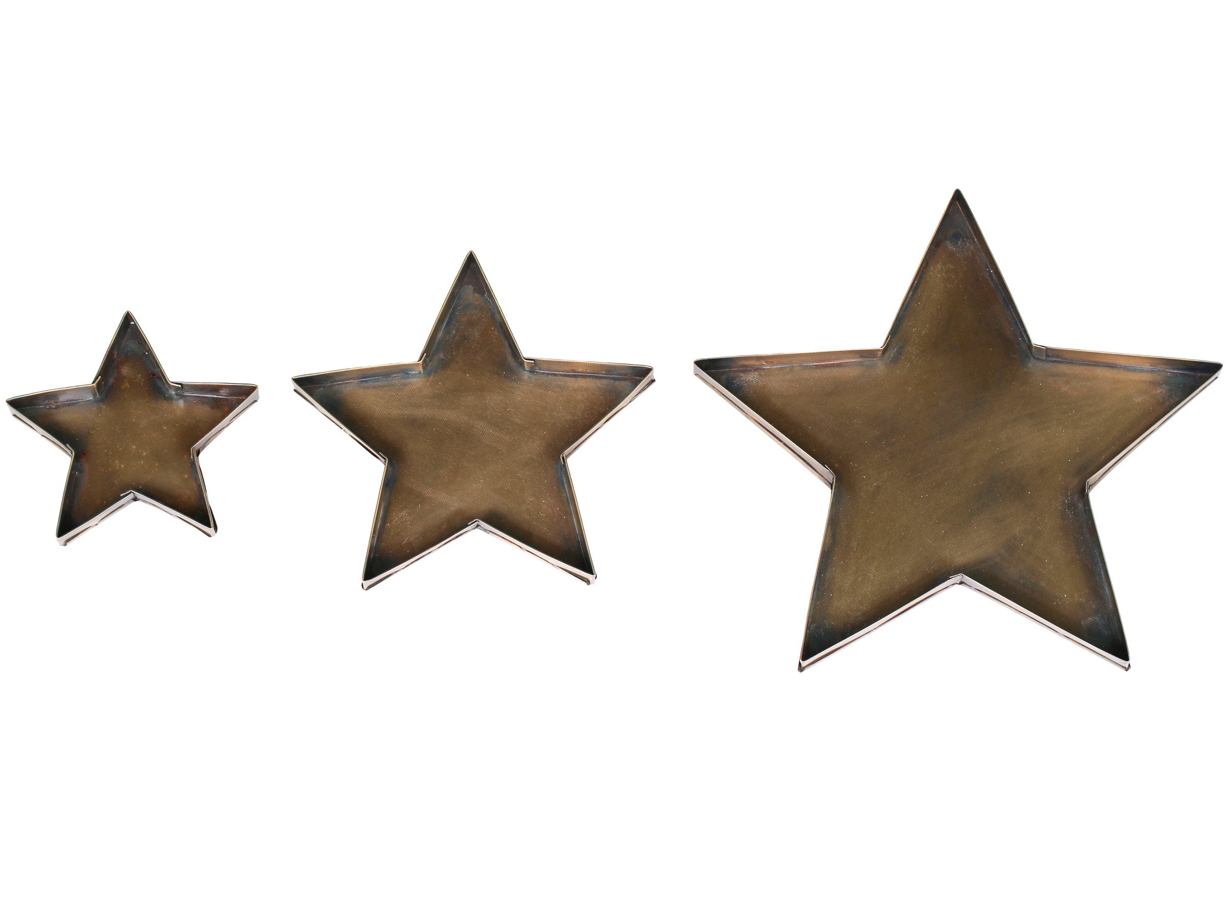 Chic Antique Adventsleuchter Dekotablett 3er Set Sternform Metall Antik Gold Landhausstil, 3-teiliges Set, Messing antik finish, 3 Größen