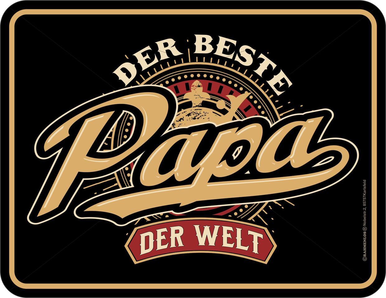 RAHMENLOS® Metallschild Bester Papa der Welt Blechschild