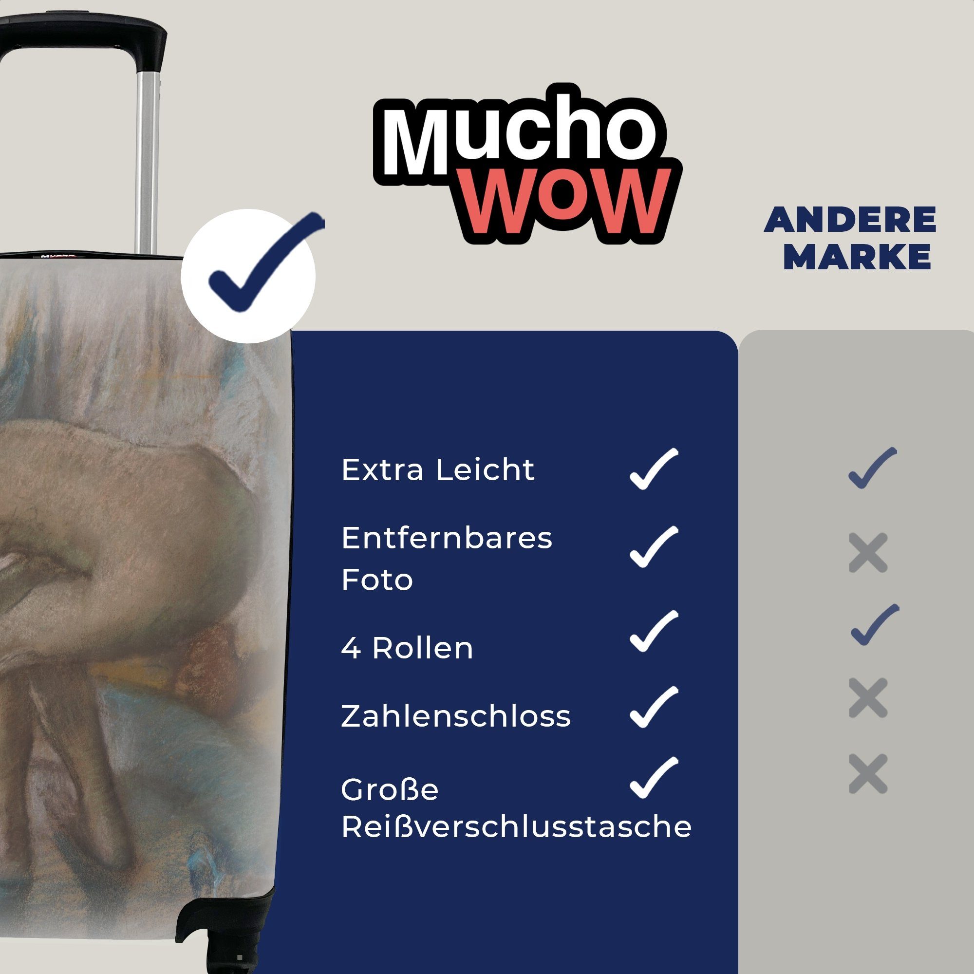MuchoWow Handgepäckkoffer Die Tobbe - von Reisetasche Edgar 4 für Ferien, Handgepäck Gemälde Rollen, Trolley, Reisekoffer Degas, mit rollen