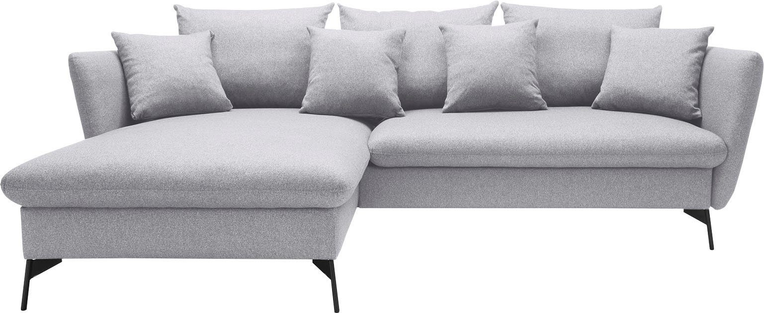 OTTO home Ecksofa LIVORNO,258 cm, L-Form, Schlaffunktion u. Bettkasten (139/224cm), Samt, Struktur, Webstoff