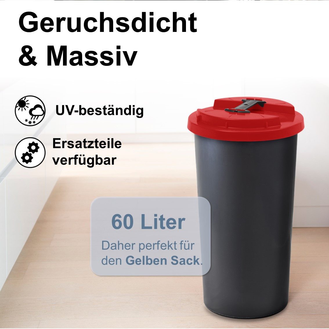 KUEFA Müllsackständer BSC 60L Mülleimer Gelber Sack, inkl. Klemm-Ring, UV-beständig