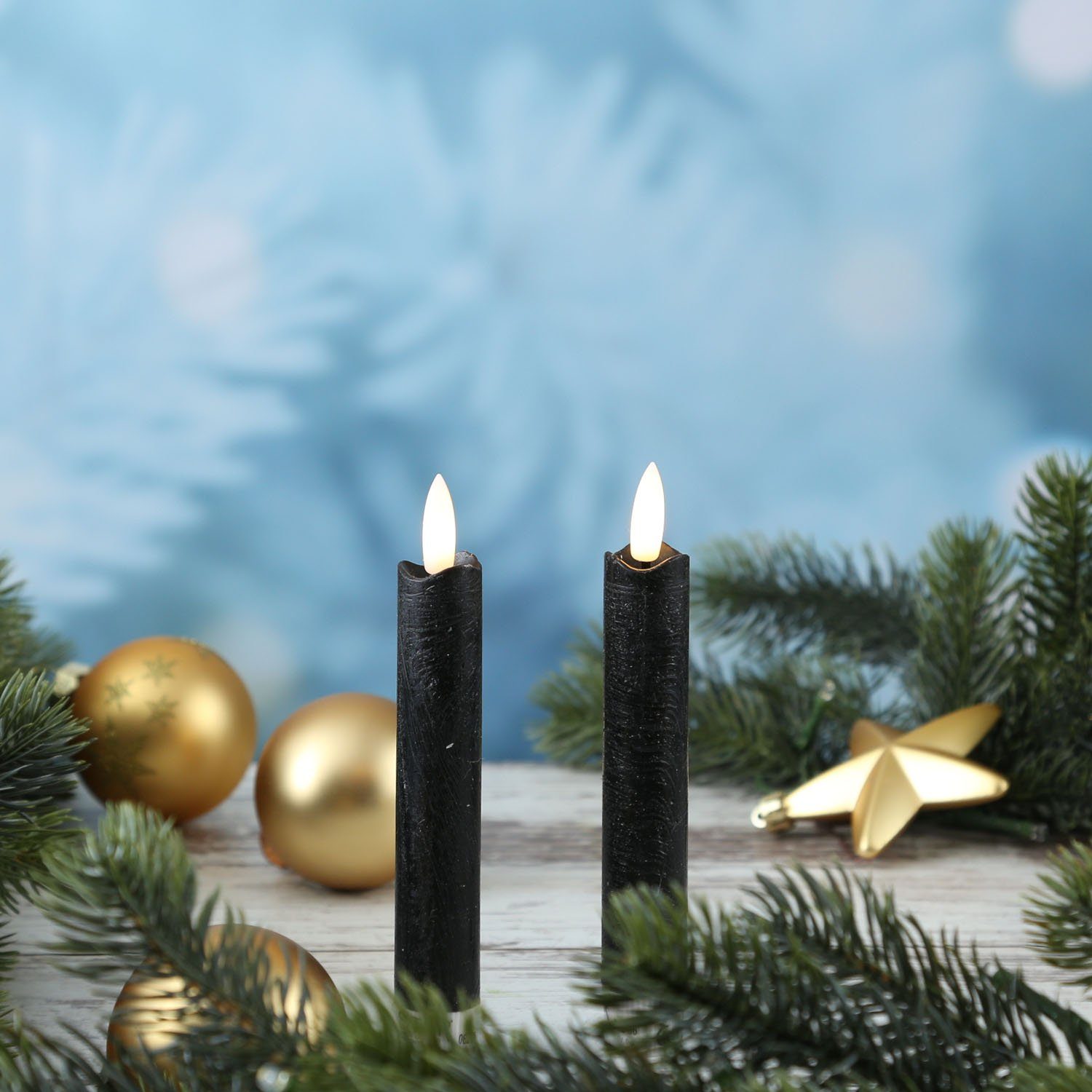 MARELIDA LED-Kerze LED Stabkerzen Dinner Tafelkerzen Echtwachs flackernd H: günstig online kaufen