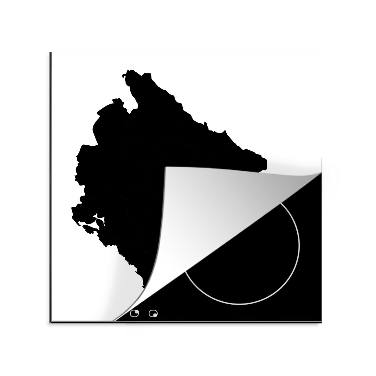 MuchoWow Herdblende-/Abdeckplatte Schwarz-Weiß-Abbildung von Montenegro, Vinyl, (1 tlg), 78x78 cm, Ceranfeldabdeckung, Arbeitsplatte für küche