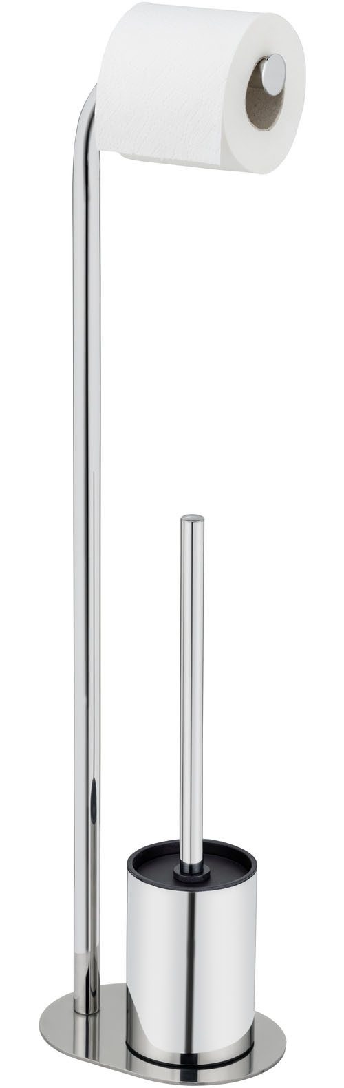 WENKO WC-Garnitur Levante, freistehender Toilettenpapierhalter mit WC-Bürste, Edelstahl rostfrei