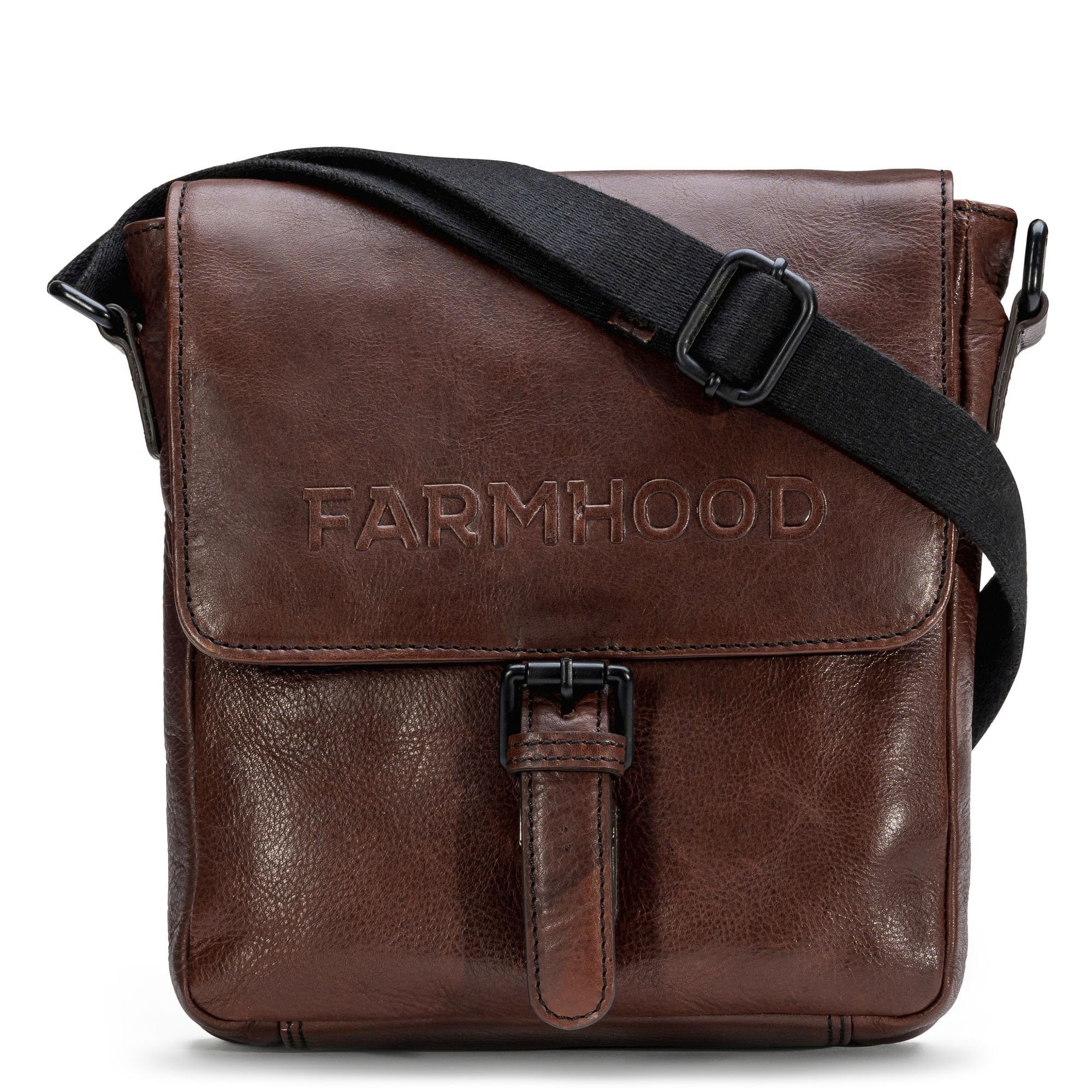 Farmhood Umhängetasche Memphis, Leder dark brown