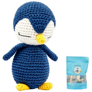 miniHeld Babypuppe Handgestrickter Pinguin gehäkelt aus Baumwolle Spielzeug 16 cm