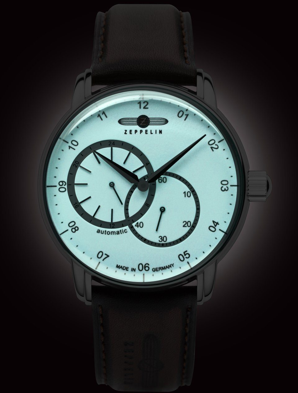 ZEPPELIN Automatikuhr New Captain´s Line Superluminova 8662-5, Mechanische Uhr, Armbanduhr, Herrenuhr, Lederarmband, Made in Germany